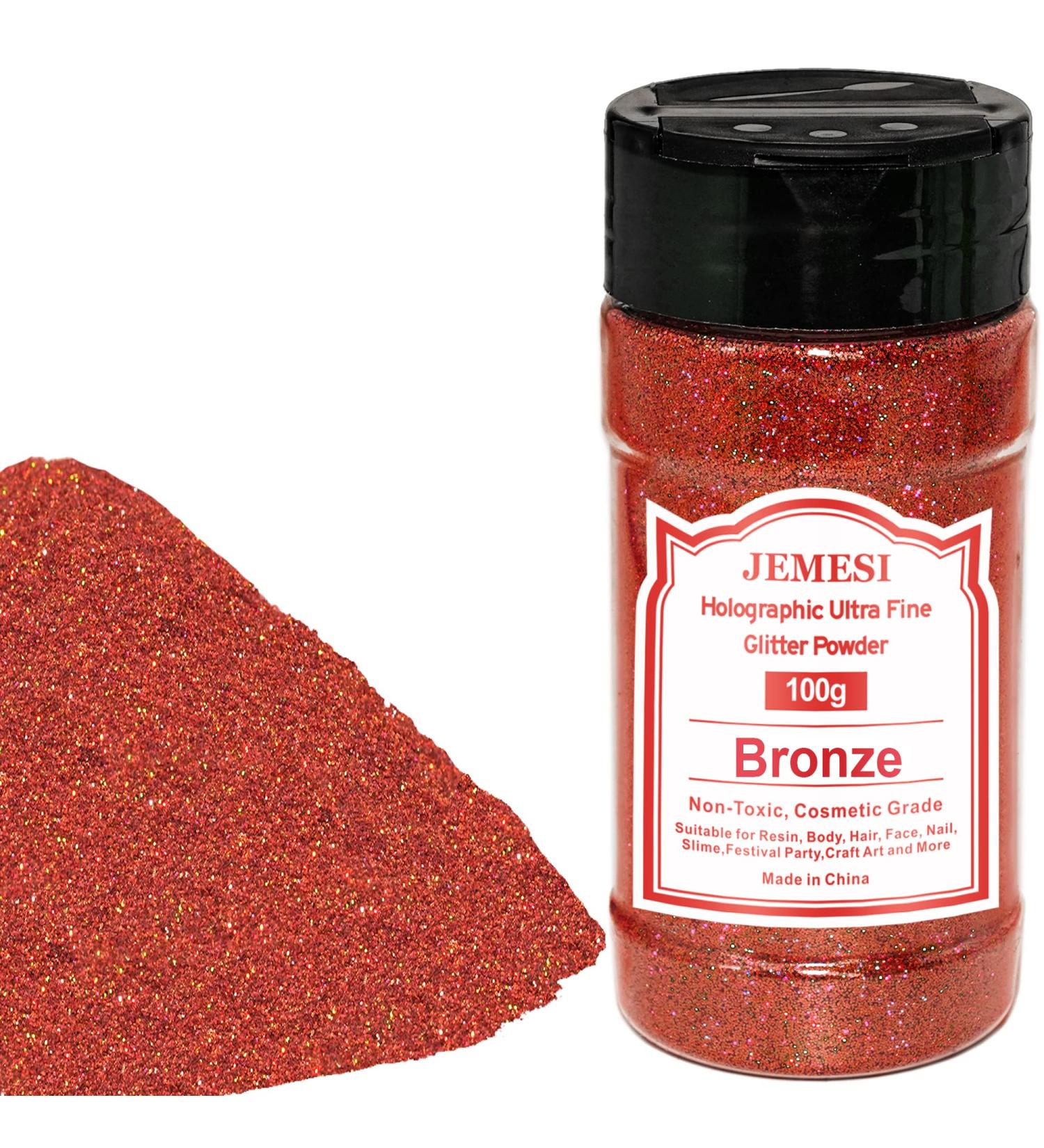 Buy Jemesi Bronze Fine Glitter Powder - Holographic Glitter for Epoxy Resin Nail Art Body Decoration & Crafts - 100g International Shipping - Buy Online on GoSupps.com