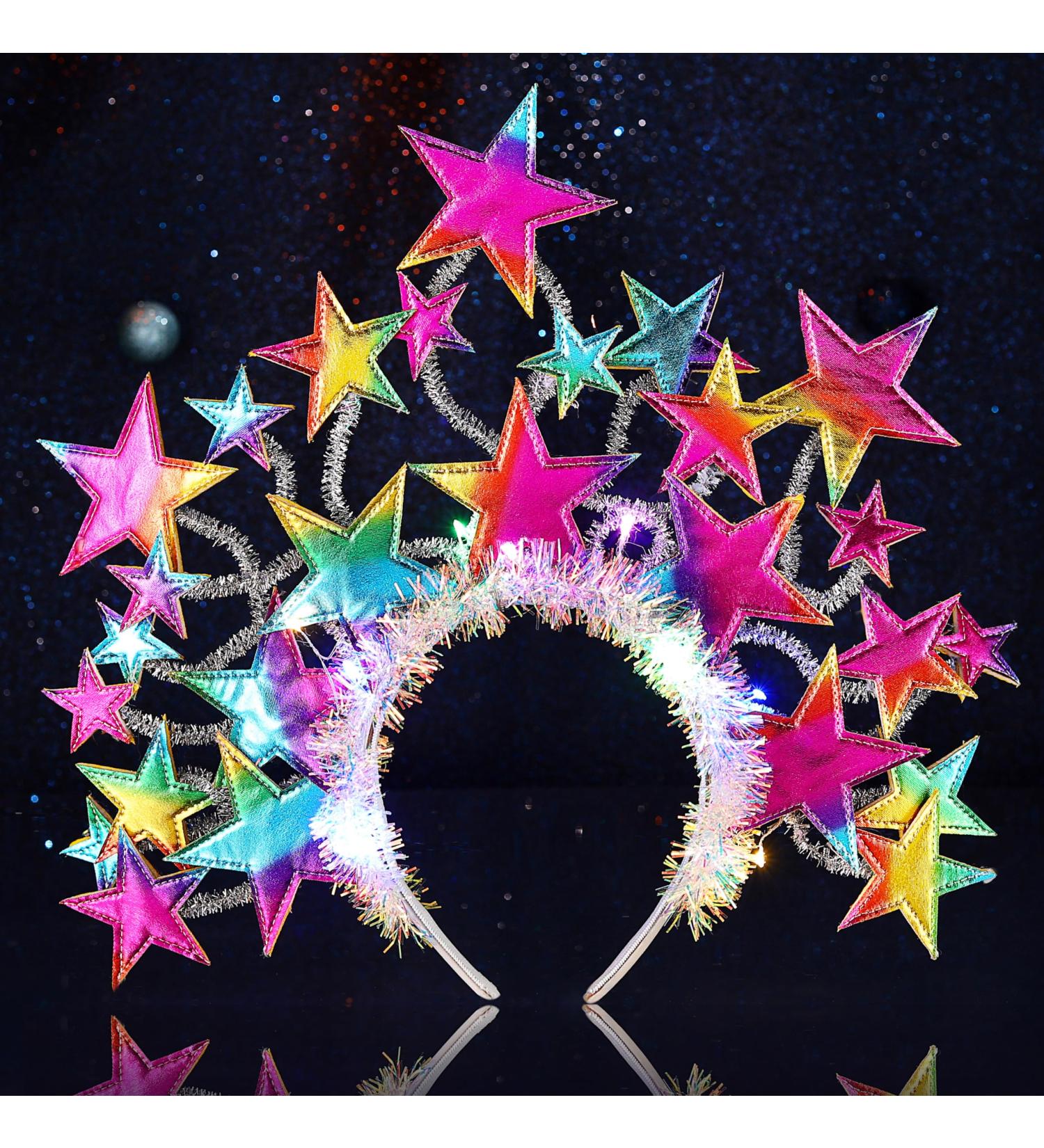 Fashband Light Up Star Headband Glitter Stars Tiara Halo Crown Headbands Led Goddess Costume Headpiece Christmas Carnival Party Hair Accessories for Women and Girls (Color) - Buy Online on GoSupps.com