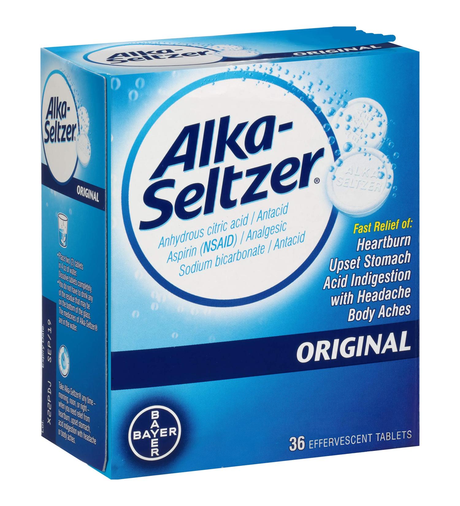 Alka-Seltzer Original Antacid Tablets - 36 Ea | Fast Relief with Effervescent Formula - Buy Online on GoSupps.com
