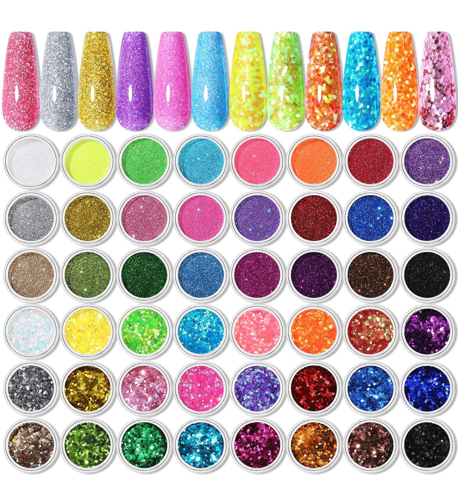 NICOLE DIARY 48 Colors Chunky Glitter & Sequins Set for Nail Art, Festivals & Cosmetics - Fine Glitter for Face, Body, Eyes - Buy Online on GoSupps.com