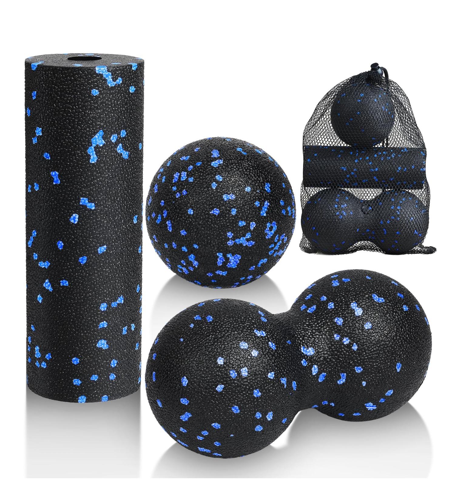 Lophe Fascia Ball Set - 3 Piece Massage Ball & Roller for Muscle Pain Relief | Blue Fascia Roller & Peanut Massage Ball for Back Tension Relief - Buy Online on GoSupps.com