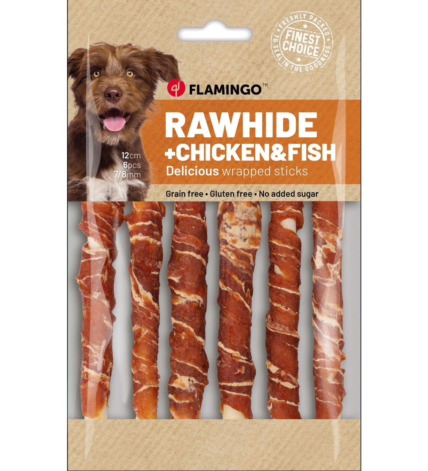 FLAMINGO R'HIDE STICK WITH CHICKEN AND COD 7/8MM 12CM 6PCS 70GR