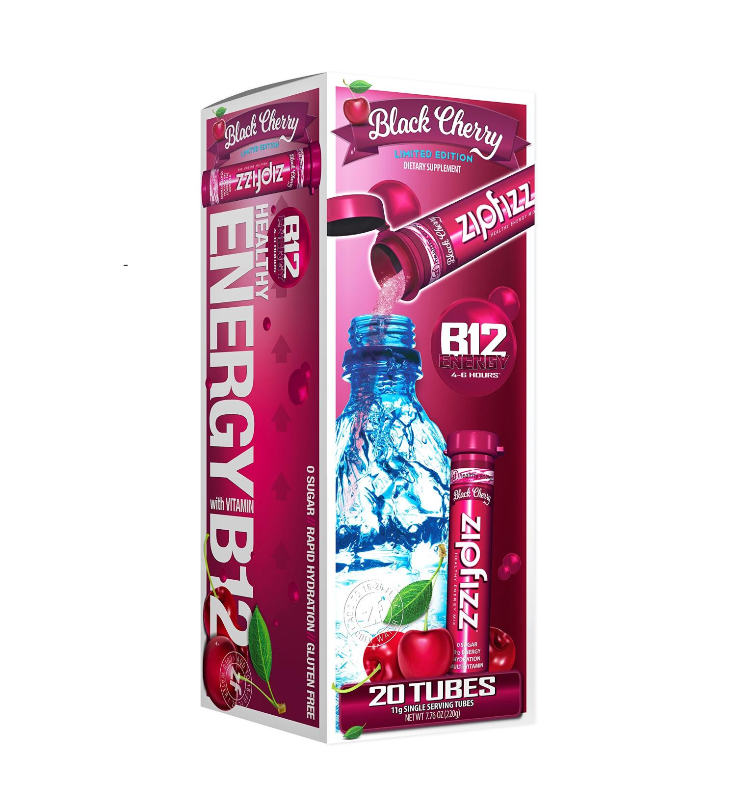 Zipfizz Black Cherry Sports Energy Mix - 20 Tubes of Vitamin B12 Boost | Healthy Energy Supplement - Buy Online on GoSupps.com