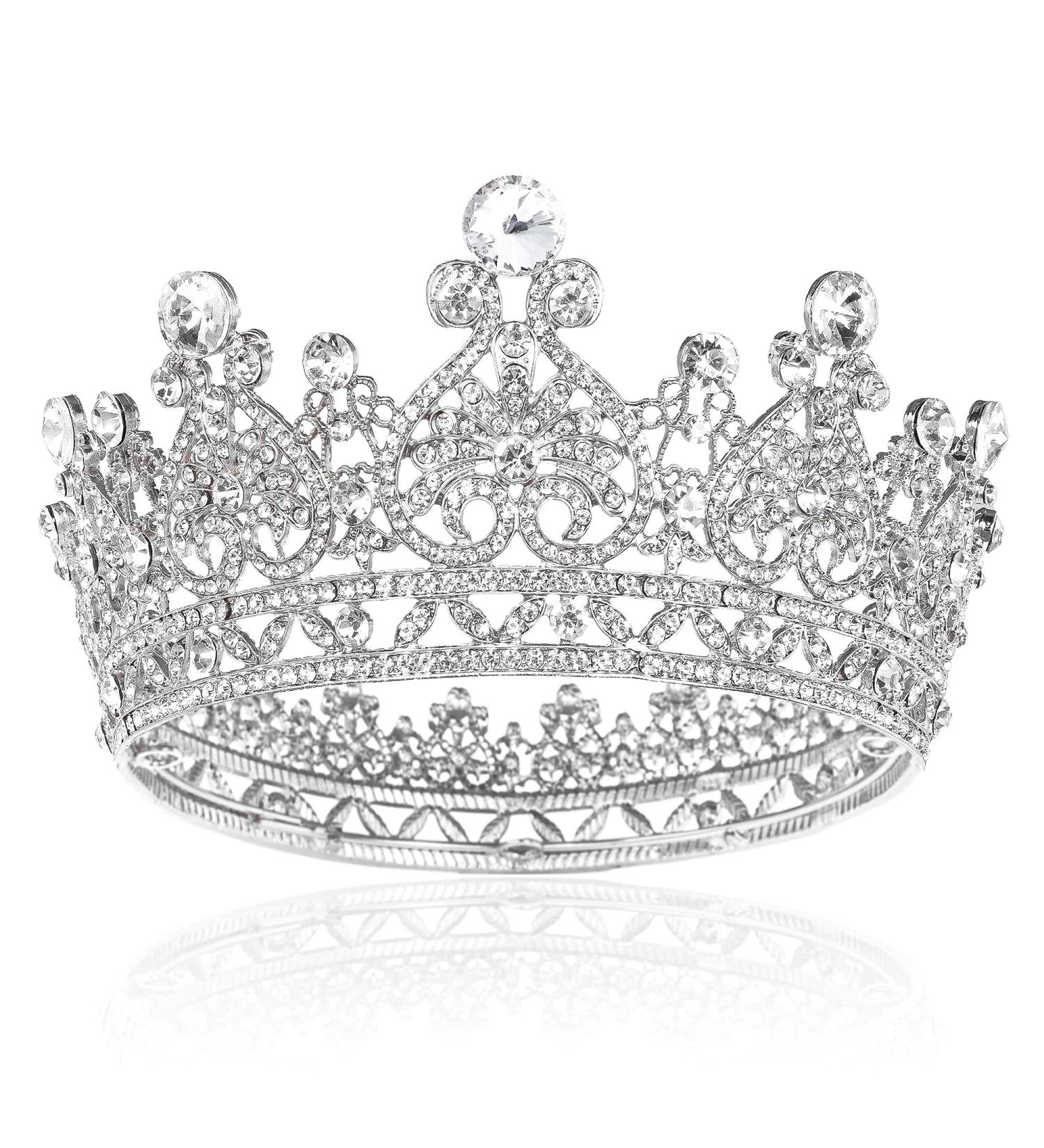 Silver Crystal Queen Crown for Women and Girls - Perfect for Pageants, Prom, Weddings, and Parties - Buy Online on GoSupps.com