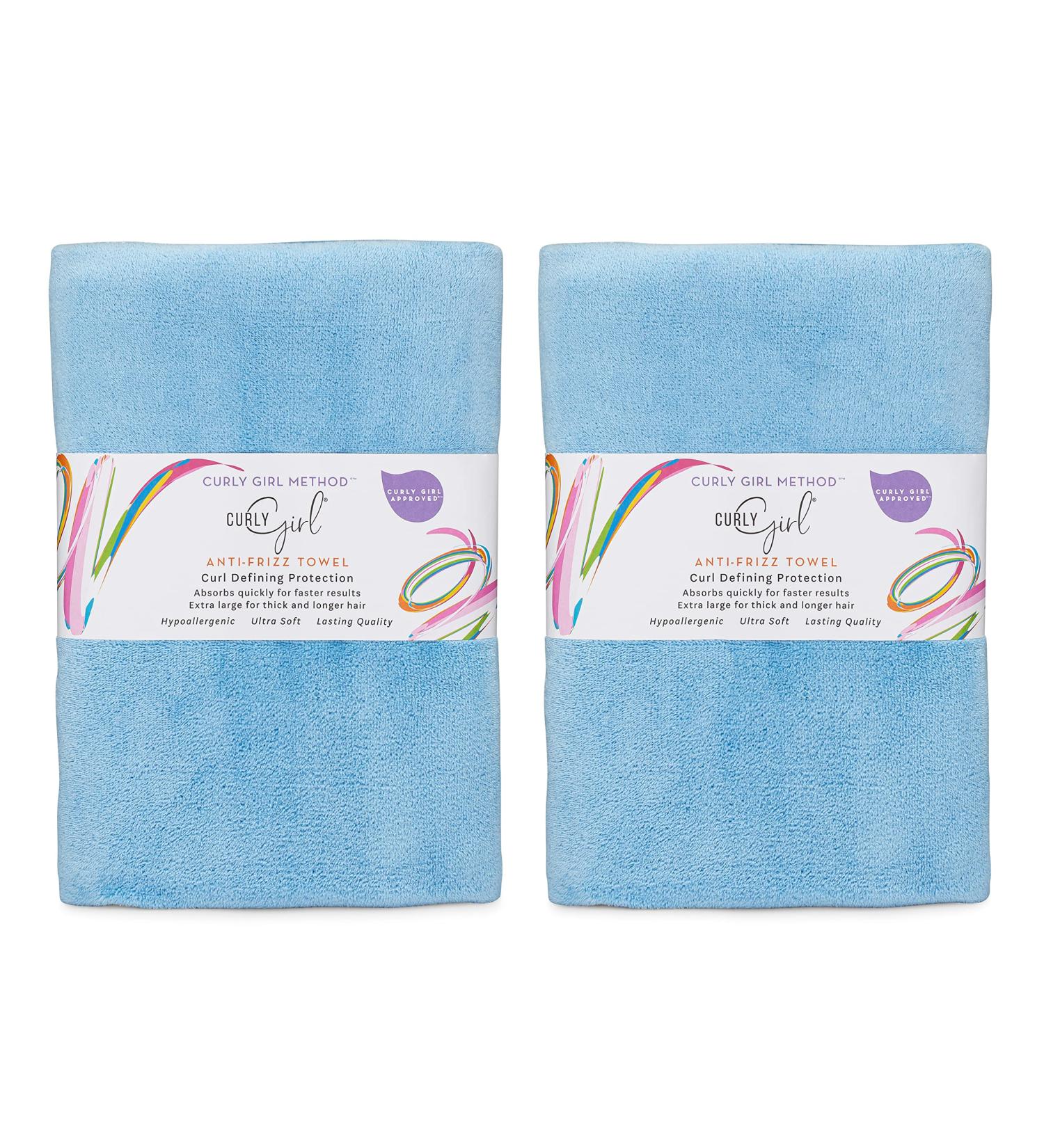 2 Pack Curly Girl Plopping Towel Set - Large Microfiber 22 x 39 - Super Absorbent - Sky Blue - Buy Online on GoSupps.com