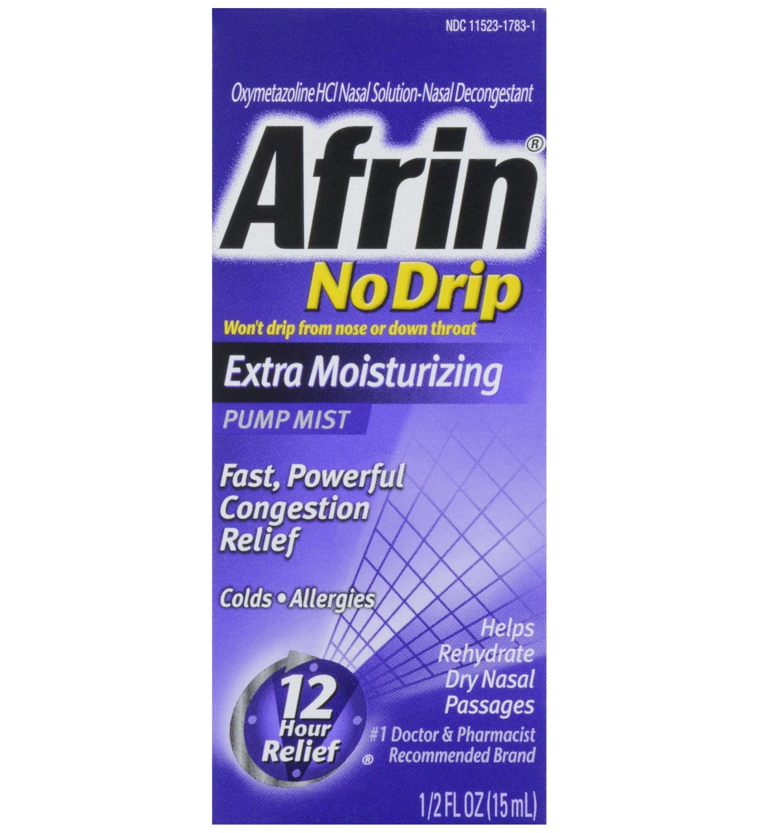 Afrin No Drip Nasal Spray Pump Mist - Extra Moisturizing .5 oz - Buy Online on GoSupps.com