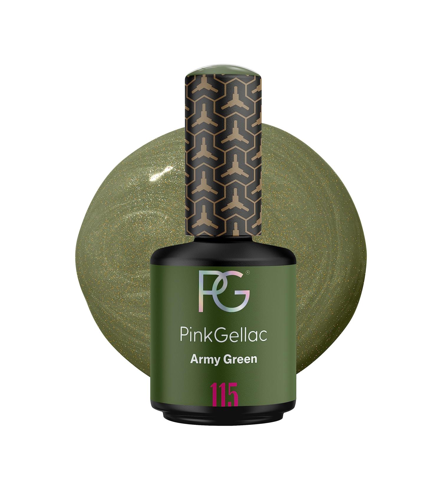 Pink Gellac 115 Army Green UV Gel Nail Polish - 15ml | Easy Application Gel Polish for UV Lamp | Premium Gelagellack Made in Holland - Buy Online on GoSupps.com