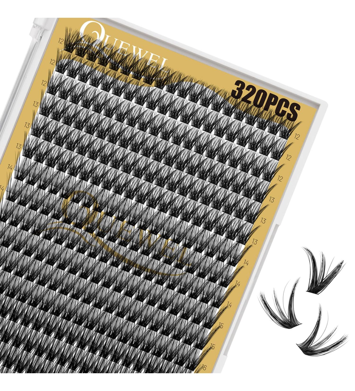 Buy Individual Eyelash Extensions - 320 Stacks 50D C Curl 12-18mm | DIY Reusable Cluster Lashes - Buy Online on GoSupps.com