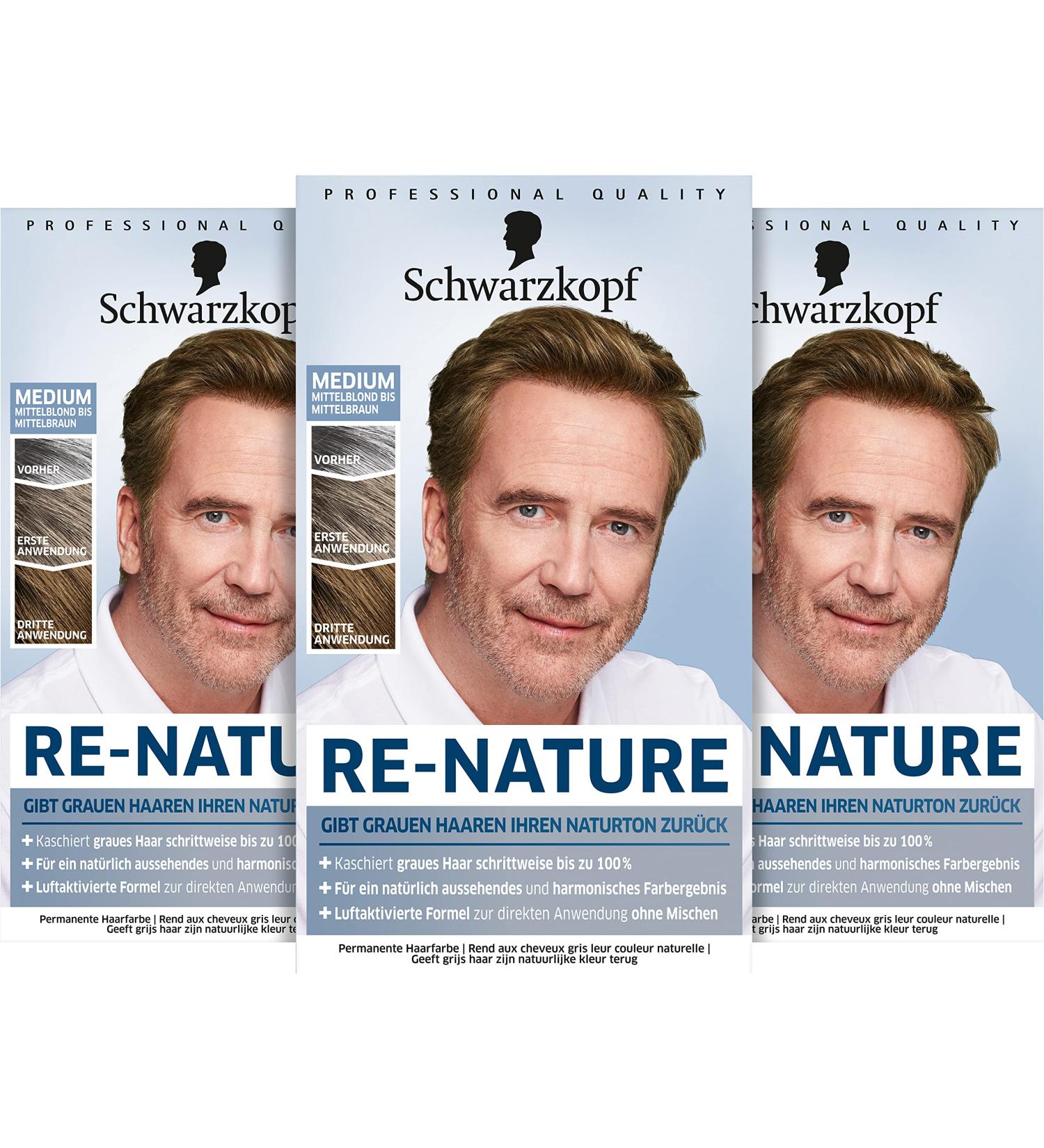 Men Perfect Re-Nature Men Medium Blonde to Medium Brown (3 x 145 ml) Repigmenting Cream Restores Natural Hair Colour to Hairless Hair and Gently Conceals Grey Hair - Buy Online on GoSupps.com