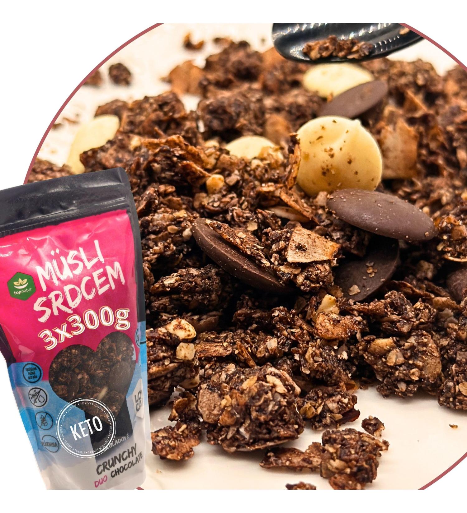 CRUNCHOLOGY Keto muesli au chocolat faible en glucides sans sucre ajout | Granola alimentaire faible teneur en glucides | Low-Carb Breakfast | Muesli au chocolat Ketogenic 3x300g - Buy Online on GoSupps.com