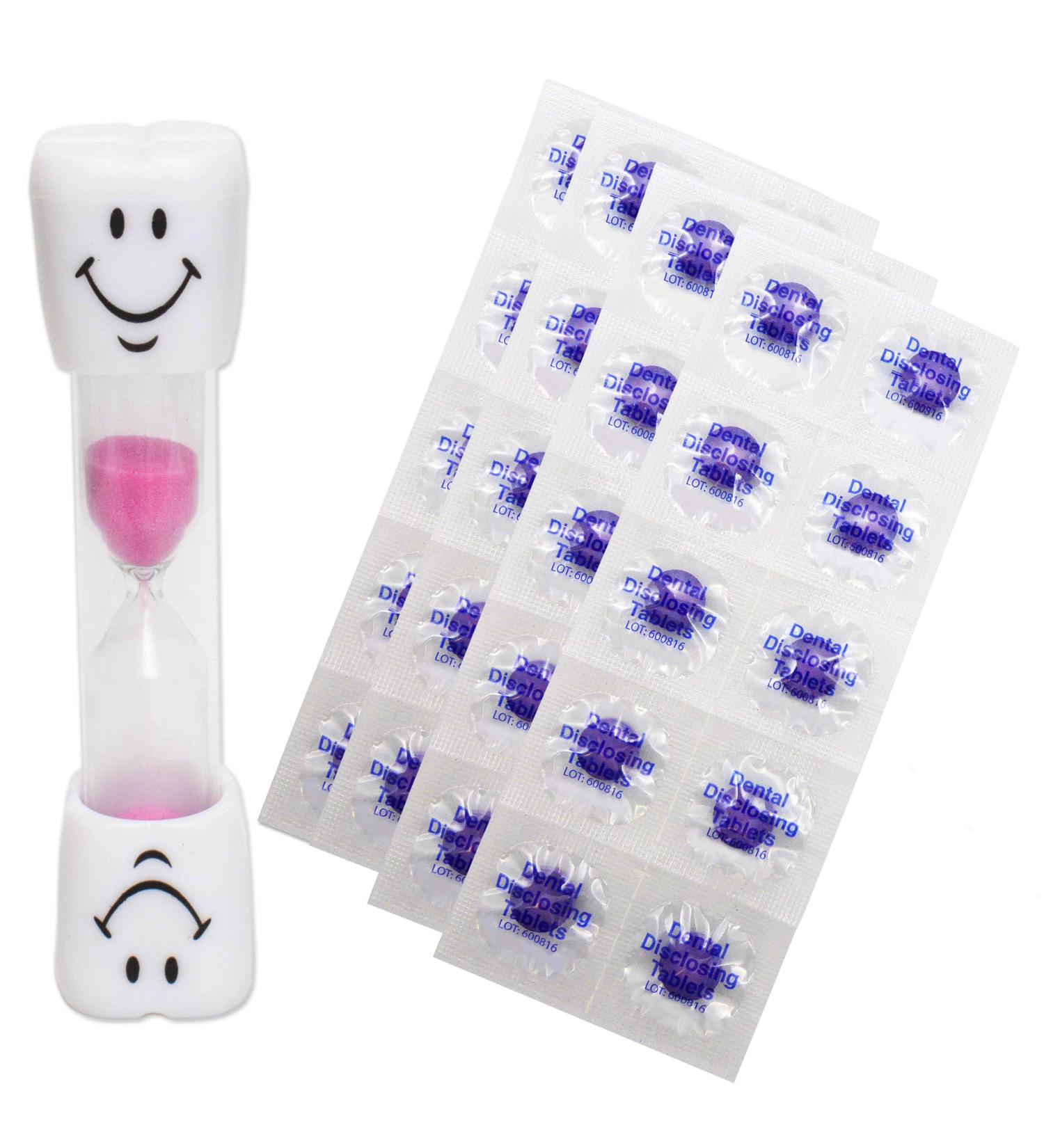 Smile Toothbrush Timer & 40 Disclosing Tablets (Pink) - Perfect Oral Care Set - Buy Online on GoSupps.com