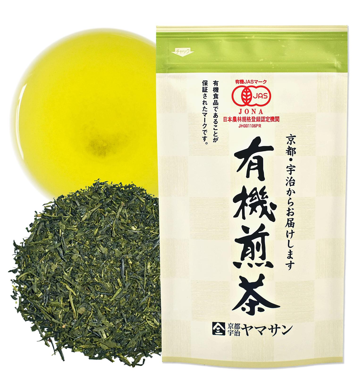JAS Certified Organic Japanese Sencha Green Tea Leaves - 80g Bag from Uji-Kyoto | YAMASAN Sencha Green Tea - Buy Online on GoSupps.com