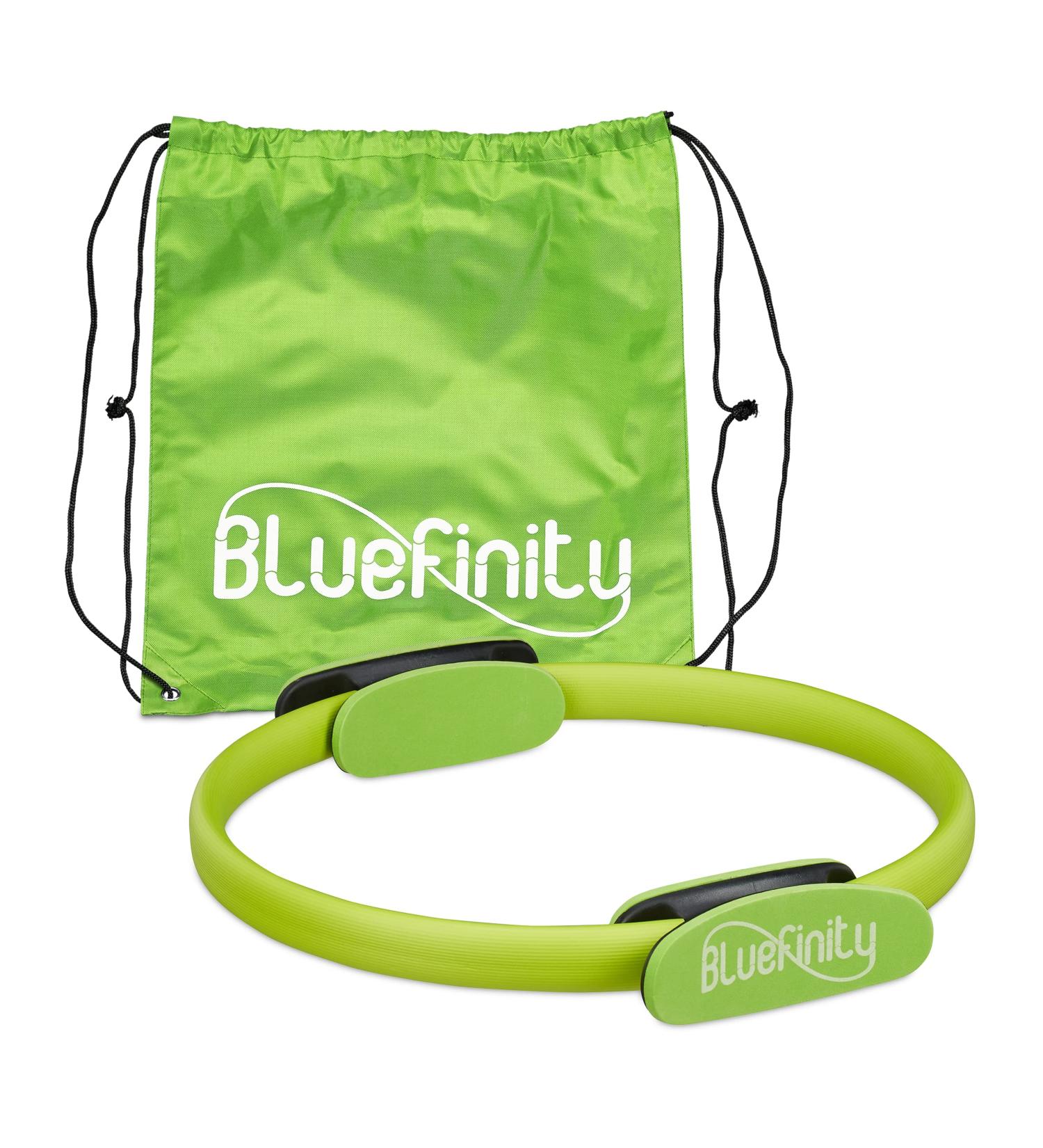 Bluefinity Pilates Ring - Green Resistance Fitness Ring 37cm with Exercises & Padded Double Handles - Ideal for Yoga & Strength Training - Buy Online on GoSupps.com