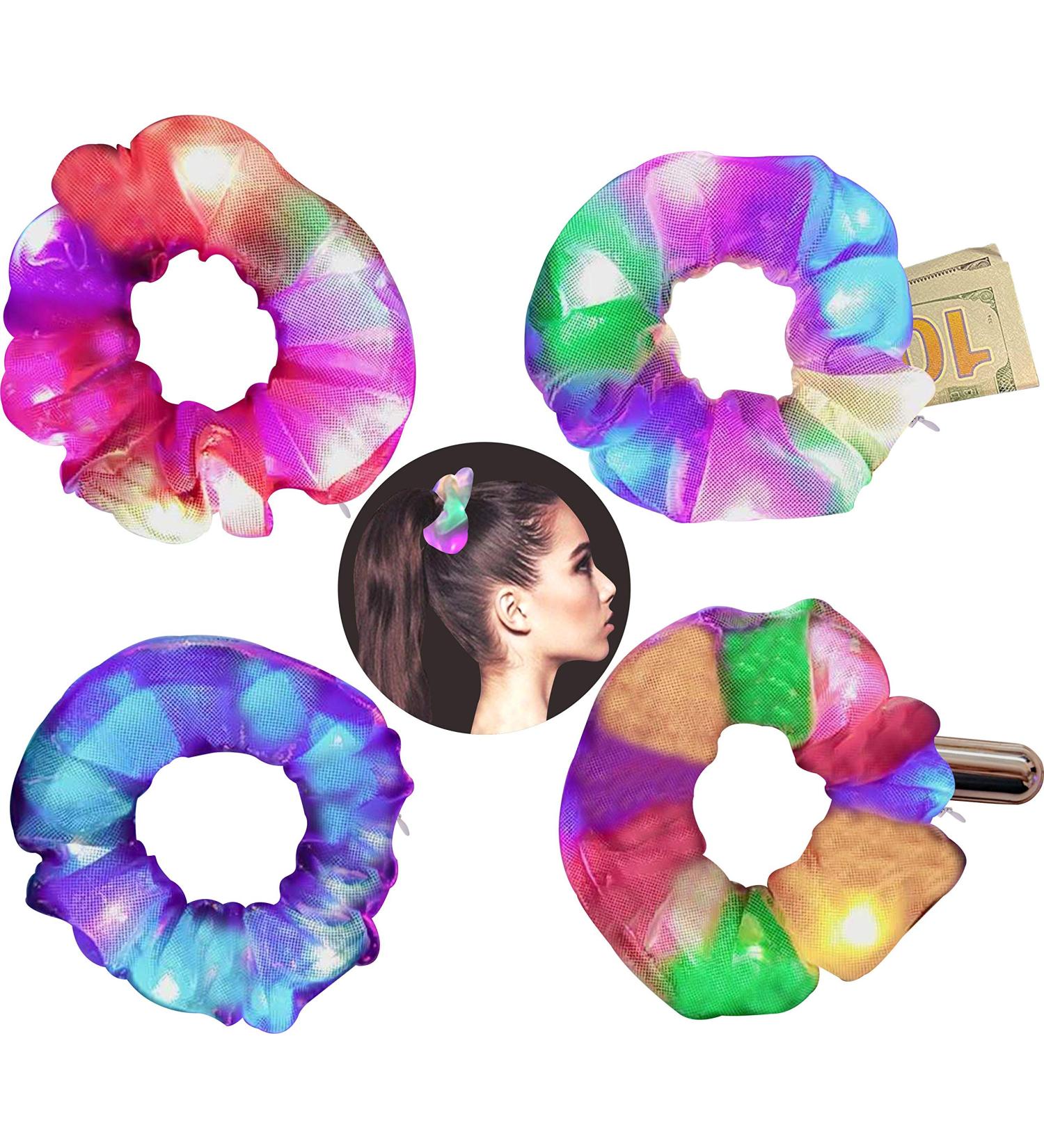 LED Light Hair Scrunchies - Premium Elastic Bands for Women/Girls - 4 Pack Mermaid Hair Ties Clips - Party Accessories for Halloween/Christmas/New Year - Buy Online on GoSupps.com