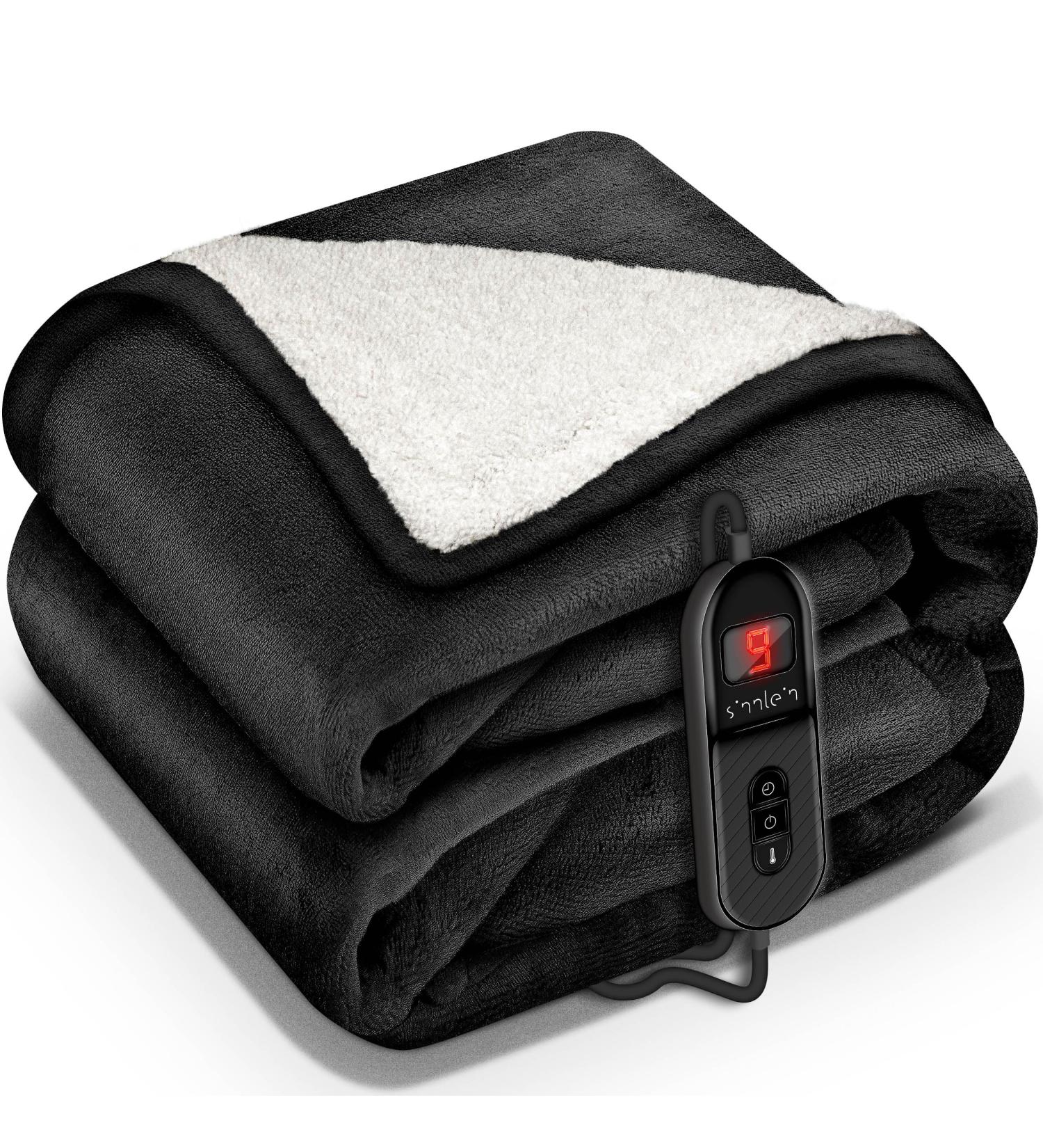 Sinnlein Electric Heating Ceiling Blanket 180x130cm | T V S d GS Checked | Automatic Switch-Off & 9 Temperature Levels | Soft Cuddly Thermal Blanket for Bed & Sofa | Digital Timer Display - Buy Online on GoSupps.com