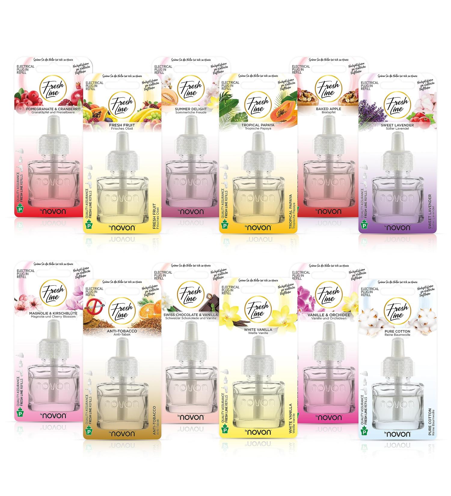 Fresh Line 19ml Refill Bottles - Air Freshener Compatible with Air Wick - 12 Vanilla Fragrance Plugs - Fragrance Dispenser Replacement - International Shipping - Buy Online on GoSupps.com