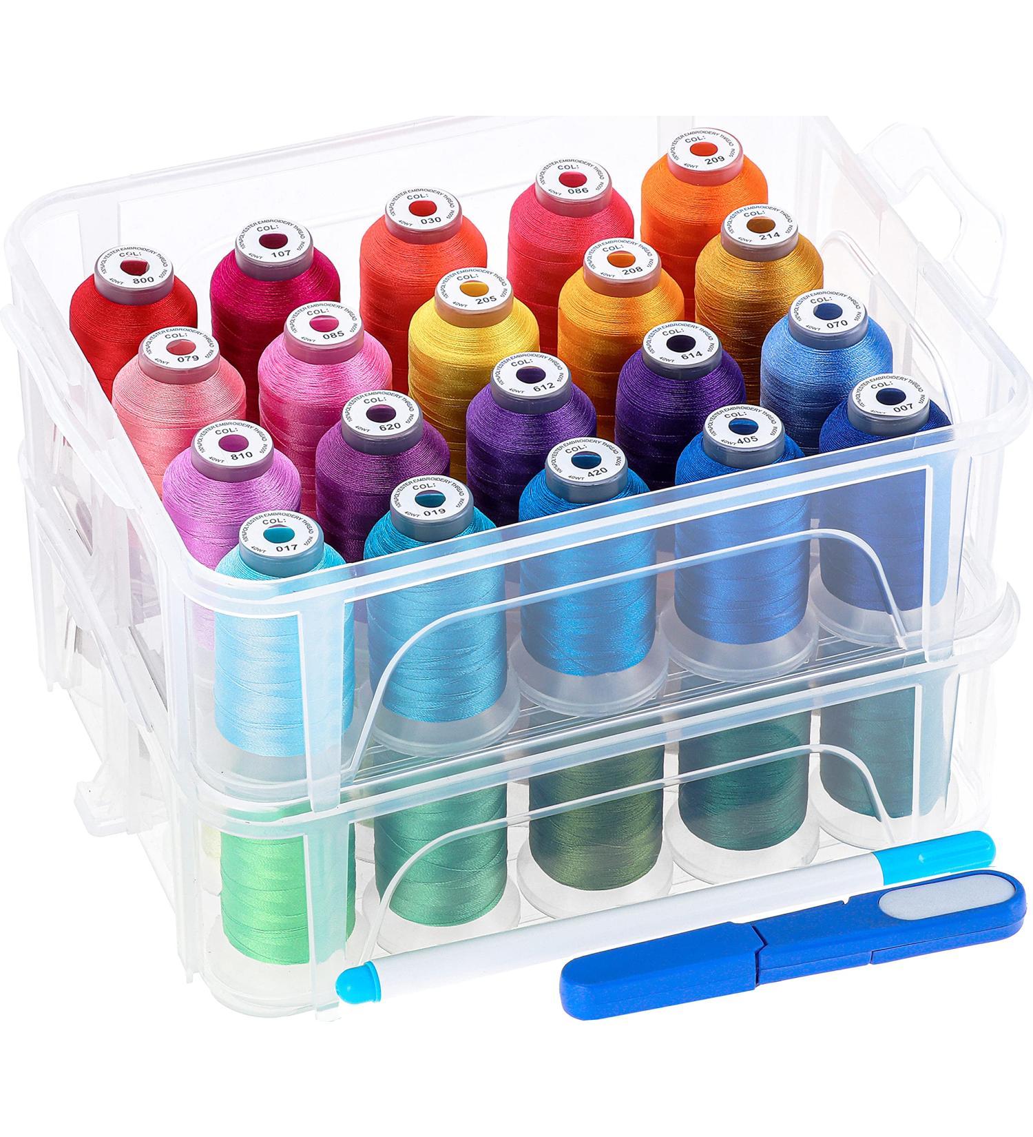 New brothread 40 Colors Embroidery Machine Thread Set - 500m Each - with Plastic Storage Box - Buy Online on GoSupps.com