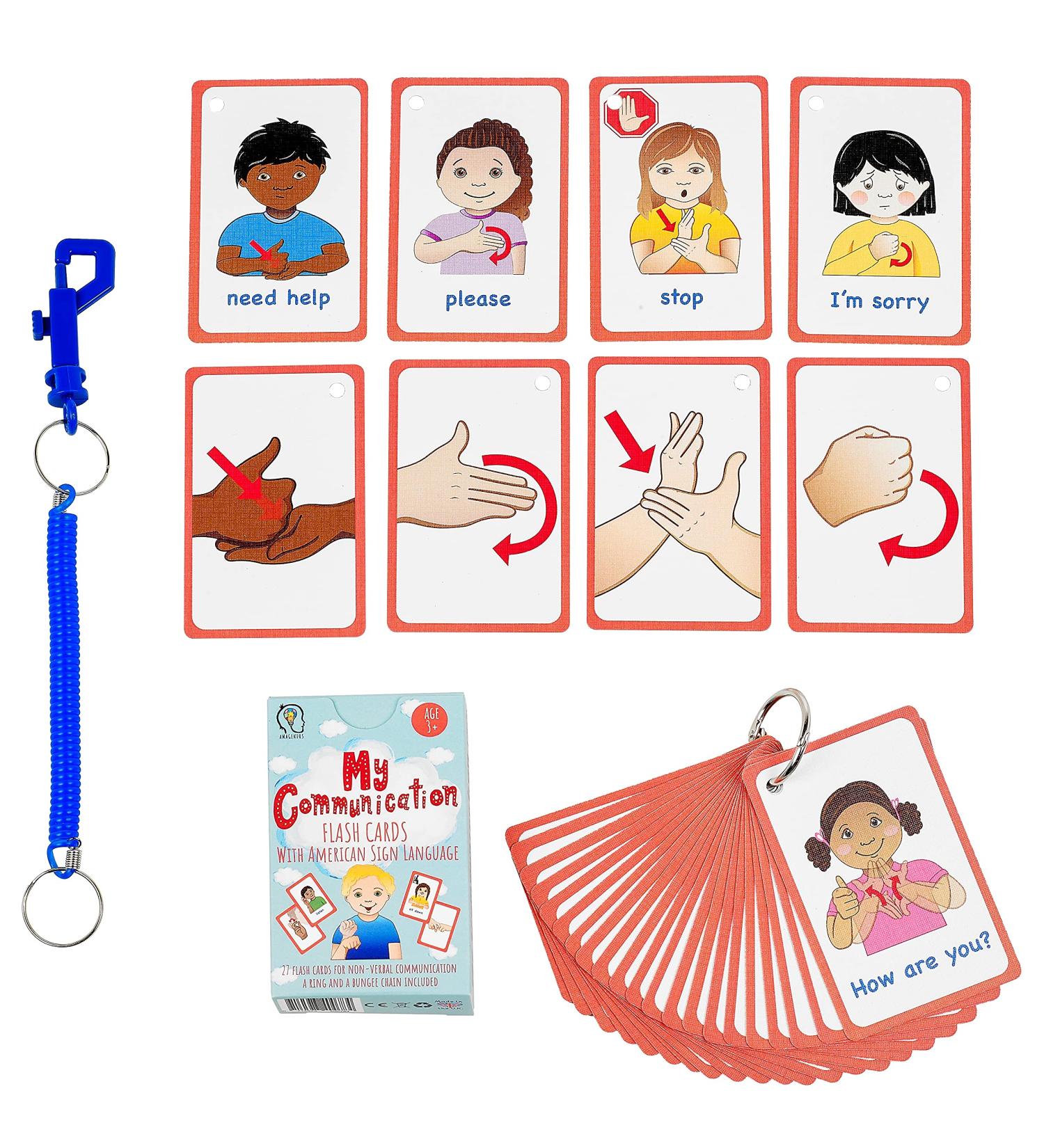 ASL Communication Cards for Speech Delay, Non-Verbal, and Deaf - 27 Visual Aid Cards for Special Ed, SEN, Autism Resource - Buy Online on GoSupps.com