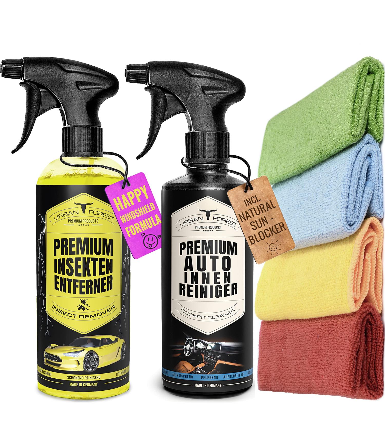 Sparset Auto Cleaner Interior Care - Insect Remover + 4 Microfiber Cloths | 500ml Professional Car Care | Urban Forest Depth Effect - Buy Online on GoSupps.com