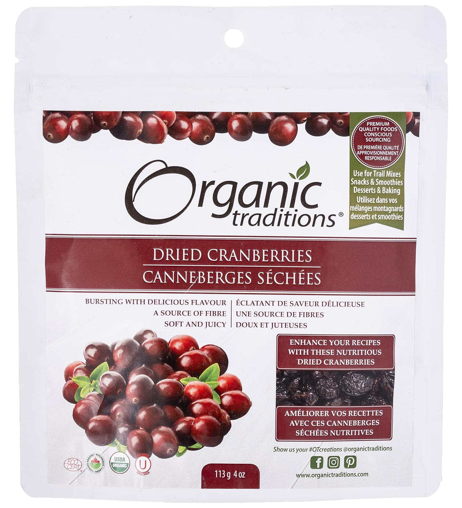 Organic Traditions Dried Cranberries 4 oz - Nutritious Superfood Snack - Buy Online on GoSupps.com