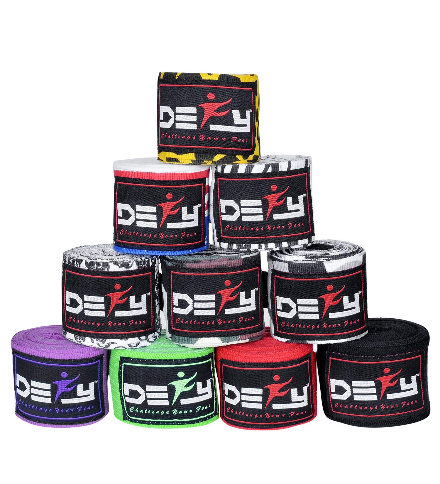 DEFY Professional 180 Inch Hand Wraps for Boxing Muay Thai MMA Elastic Bandages for Men & Women -Pair American