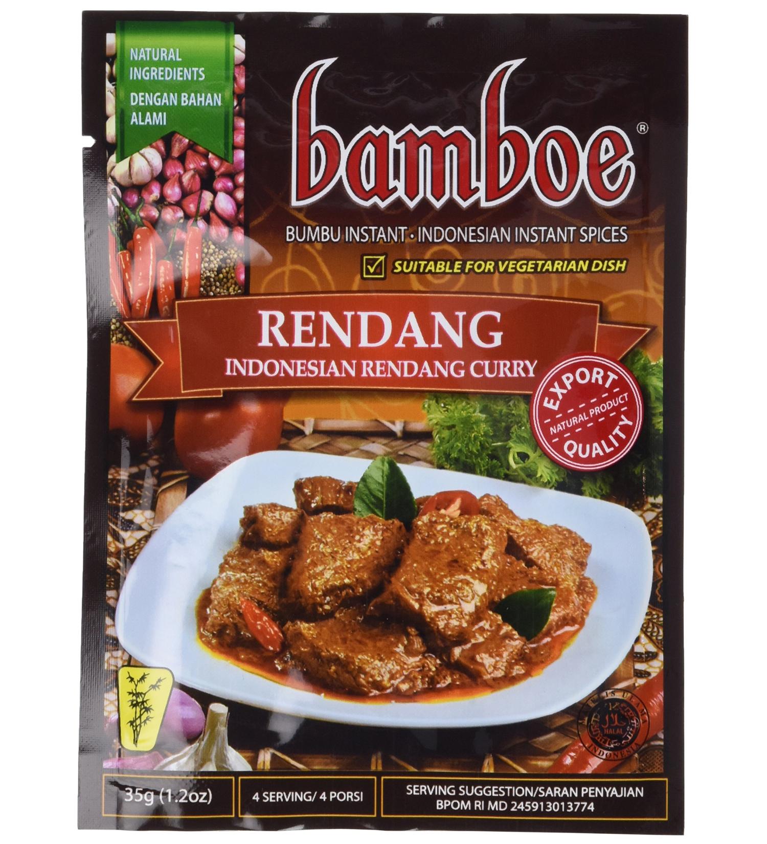 Bamboe Rendang Indonesian Dry Curry Paste - Instant Spices - 6 x 1.2 oz - Product of Indonesia - Buy Online on GoSupps.com