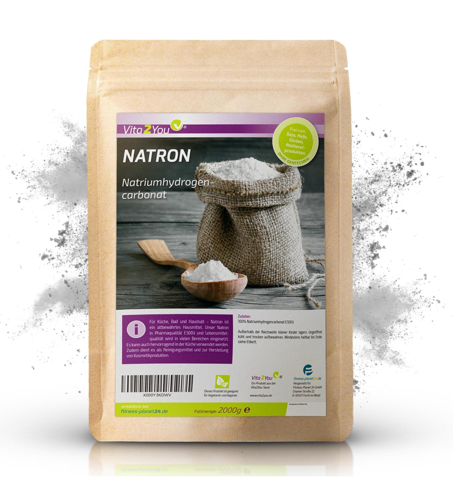 Vita2you Natron Powder 2000g - Premium Baking Powder | Food Grade Sodium Bicarbonate | Buy 2kg Backsoda Online - Buy Online on GoSupps.com