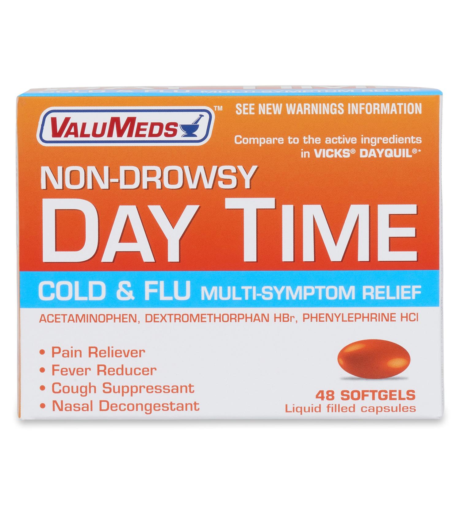 ValuMeds Non-Drowsy Cold & Flu Softgels - Multi-Symptom Relief (48 ct) - Buy Online on GoSupps.com