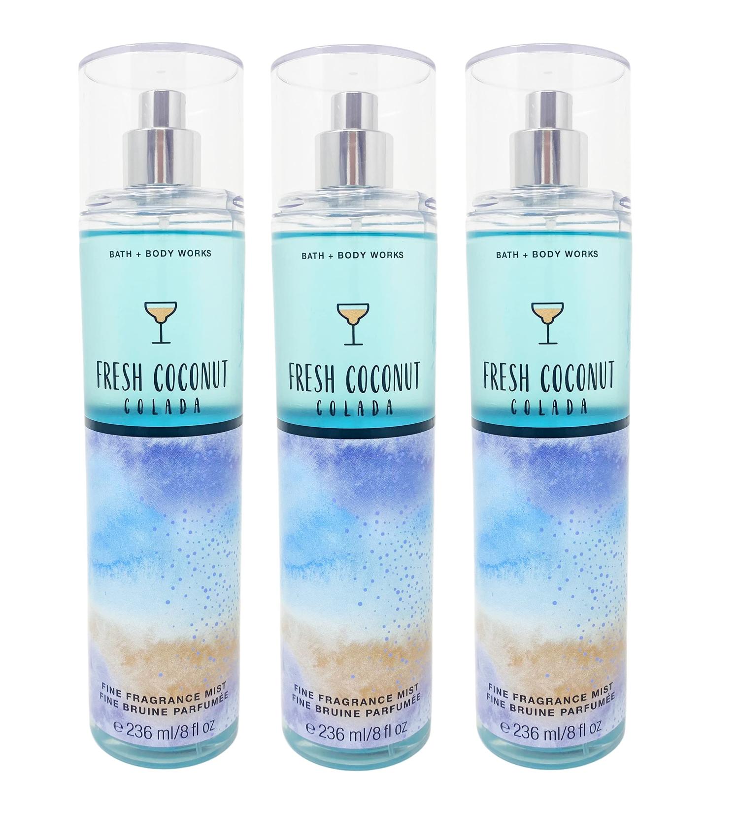 Bath FRESH COCONUT COLADA - Value Pack Lot of 3 Fine Fragrance Mist - Full Size