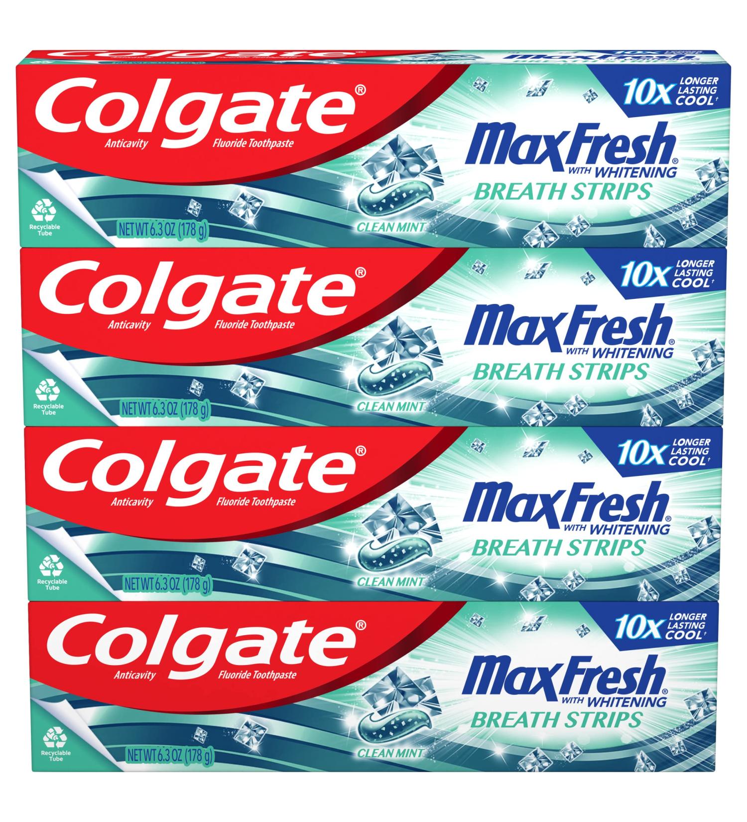 Colgate Max Fresh Whitening Toothpaste 4 Pack - 6.3 Oz Tubes - Buy Online on GoSupps.com