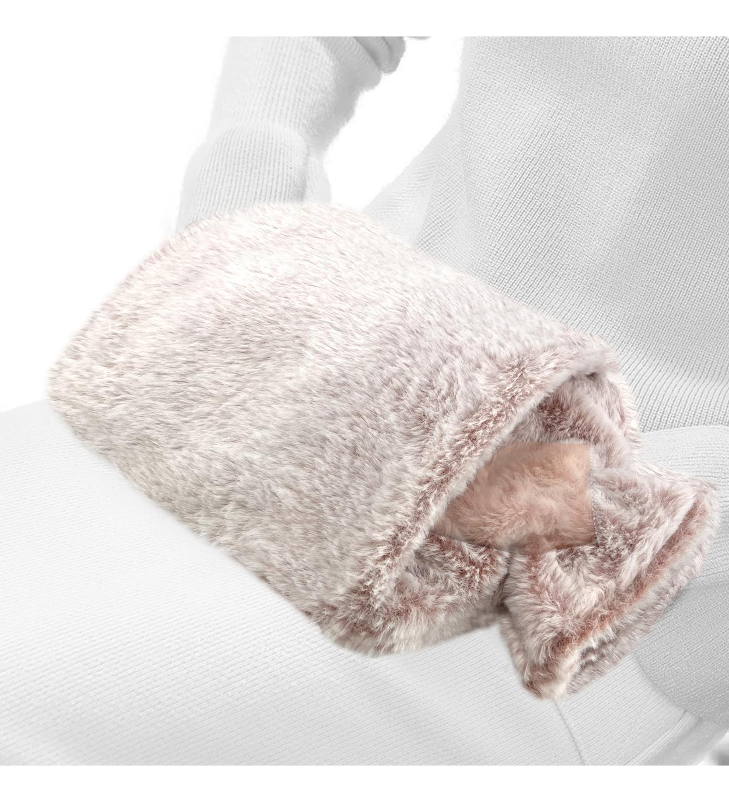 Obqo 2L Hot Water Bottle with Cosy Fluffy Cover - Natural Rubber Hot Water Bag for Sleep, Feet Warmer - Pink Hand-in Cover, Perfect Gift for Women & Kids - Buy Online on GoSupps.com