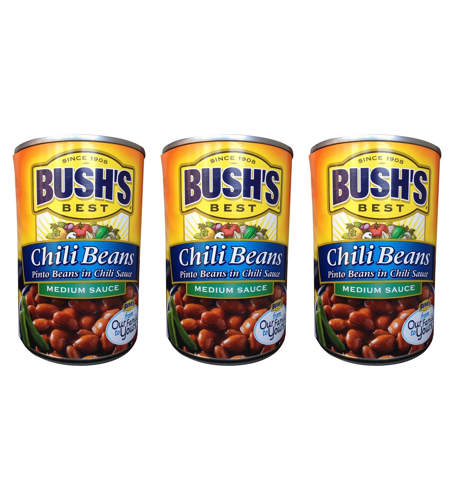 Bush's Best Chili Beans - Pinto Beans in Medium Sauce - 48oz (3 Pack) | 16oz Per Can | Perfect for Chili Recipes - Buy Online on GoSupps.com