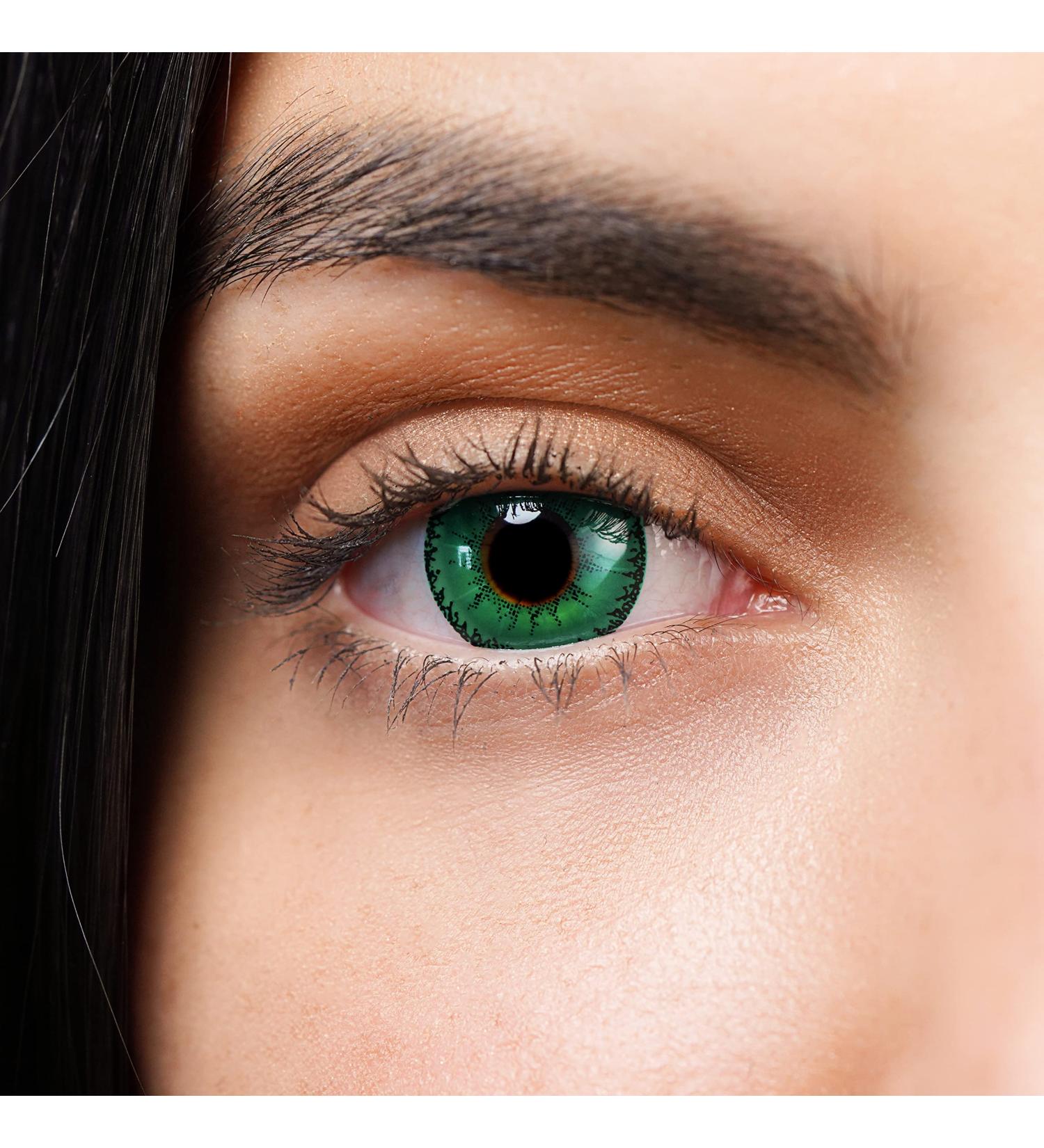 Buy Green Colored Contact Lenses | Crazy Anime Annual Hydrogel Lenses for Cosplay Manga Carnival & Halloween | 2 Lenses + Cases | Devil Green - Buy Online on GoSupps.com