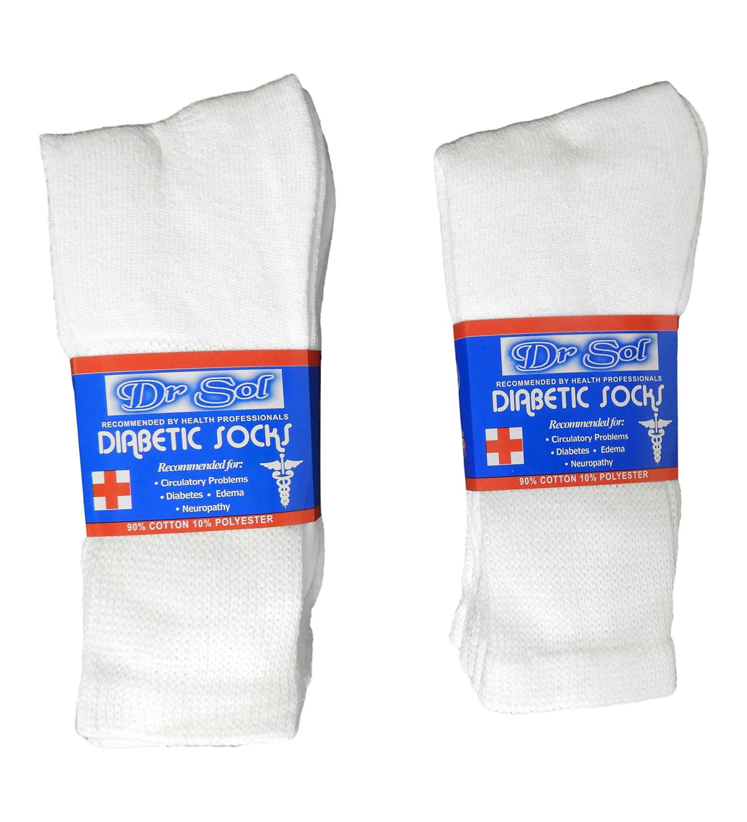 6 Pair 90% Cotton Blend Diabetic Socks Men's Women's The Choice of Health Professionals (Men's)