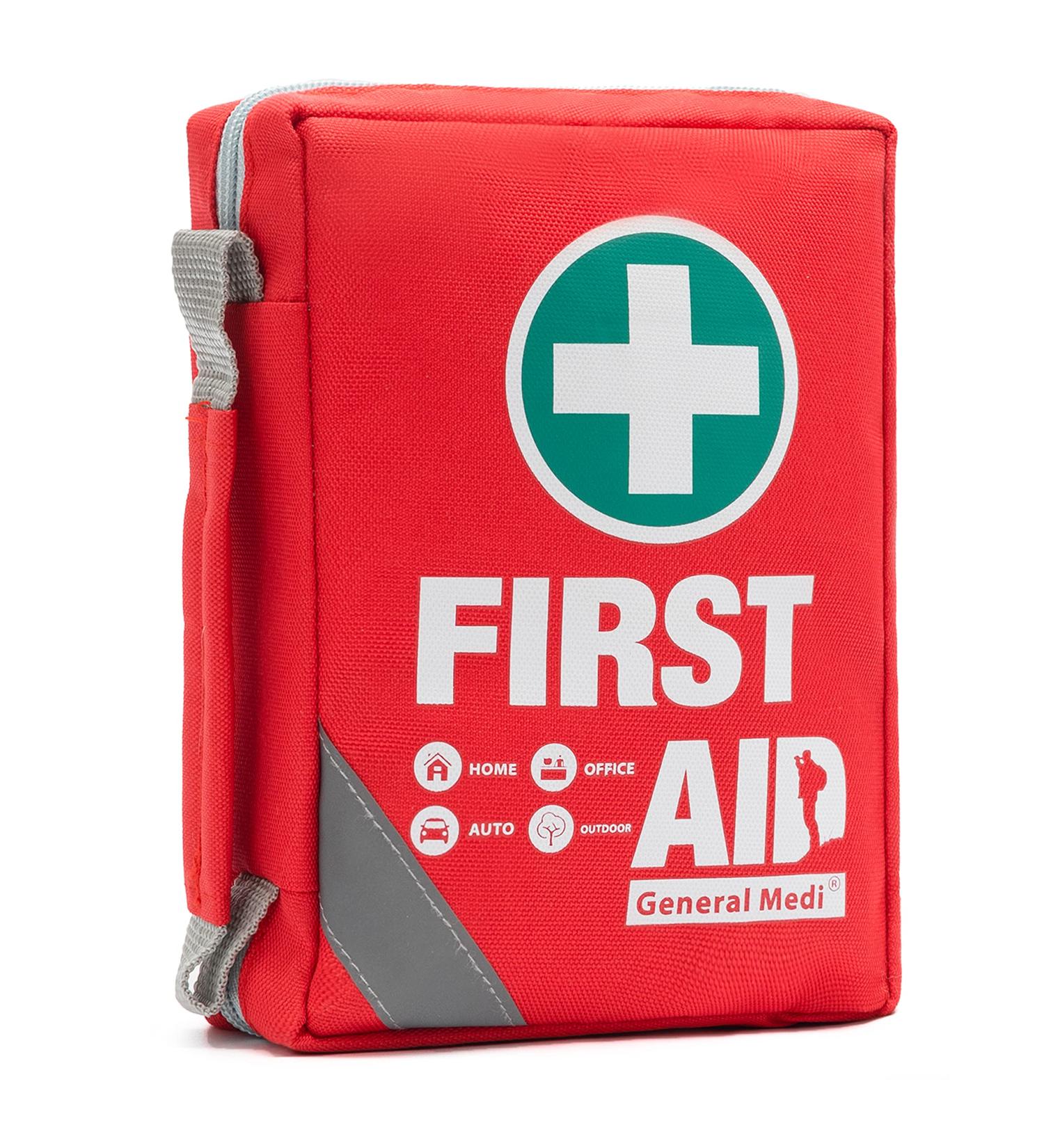 General Medi 175-Piece Premium First Aid Set for Home Car Travel Office & Sports - Essential Emergency Kit (Red) - Buy Online on GoSupps.com