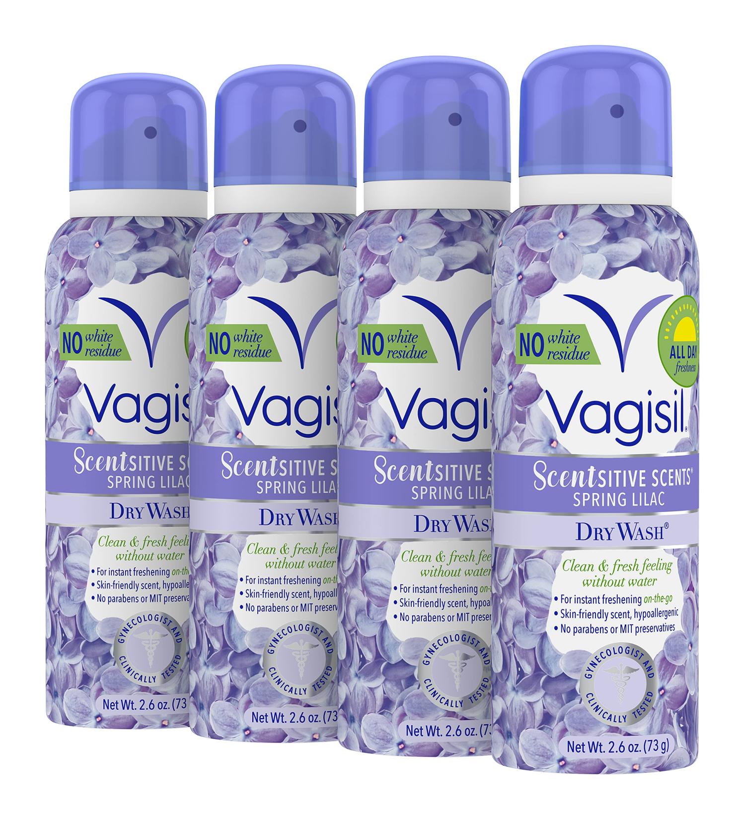 Vagisil On-The-Go Dry Wash Spray - Pack of 4 Spring Lilac - 2.6 oz - Buy Online on GoSupps.com