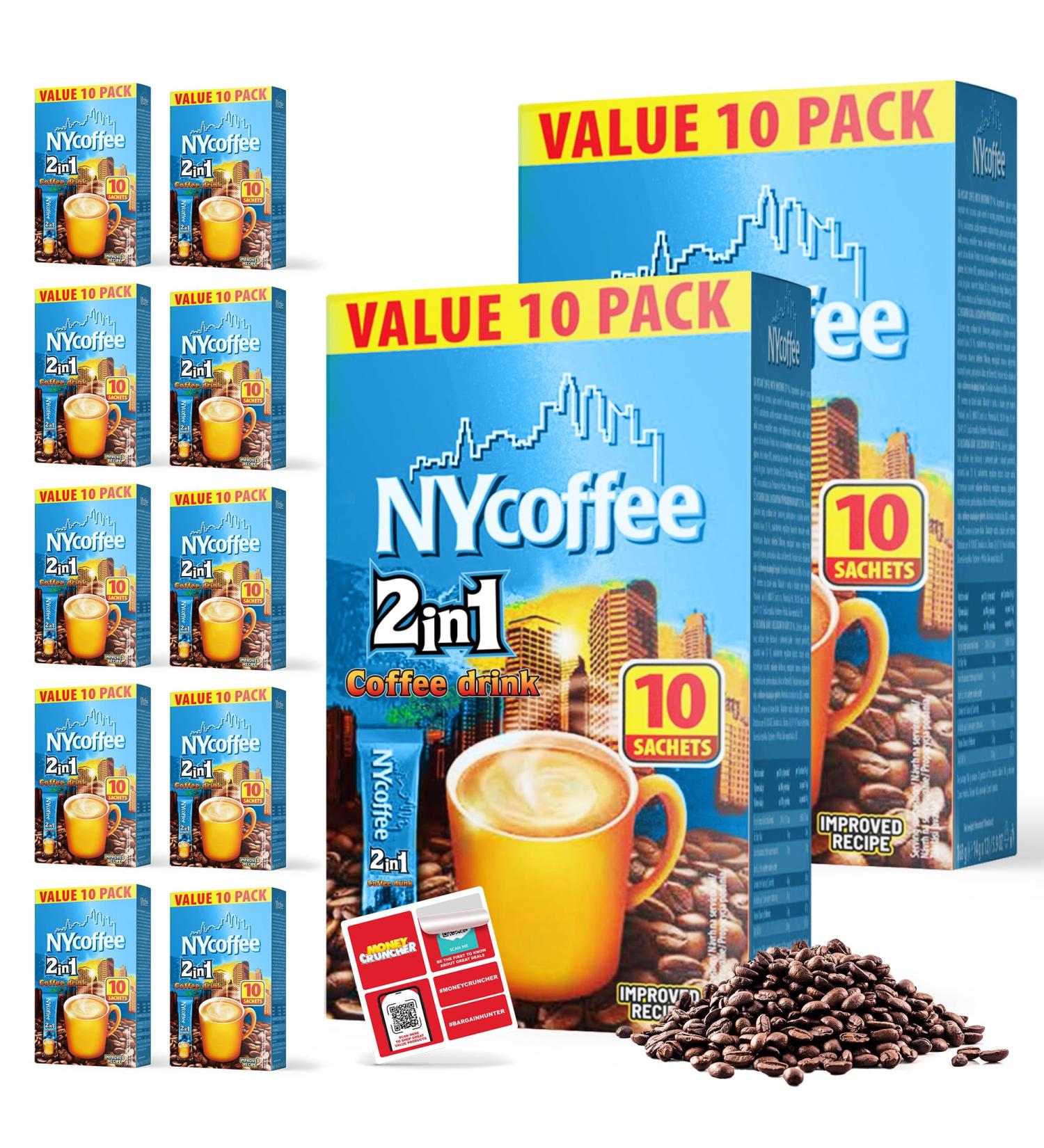 SOL 100pk Bulk NY 2 in 1 Coffee Sachets White Coffee Sachet and SOL Stickers Case Pack NY Coffee 10 x 10 Coffee Sachets 2in1 + SOL Sticker - Buy Online on GoSupps.com