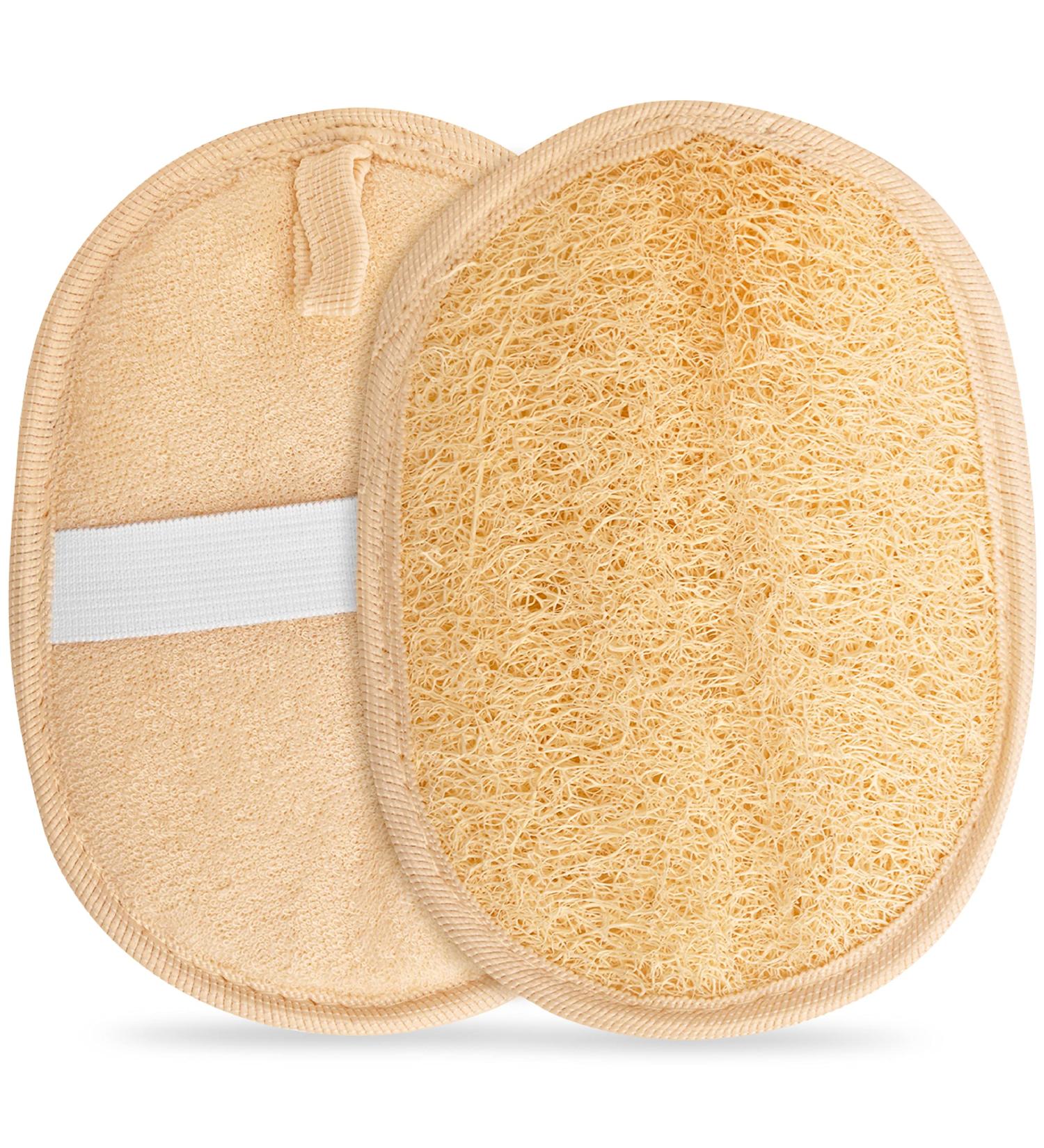 2 Pack Egyptian Natural Loofah Pads - Vegan Exfoliating Body Scrubber for Deep Cleansing Face, Back, and Body - Double Sided Luffa Sponges with Exfoliating Washcloth Side - 6.9 x 4.7 Inches - Buy Online on GoSupps.com
