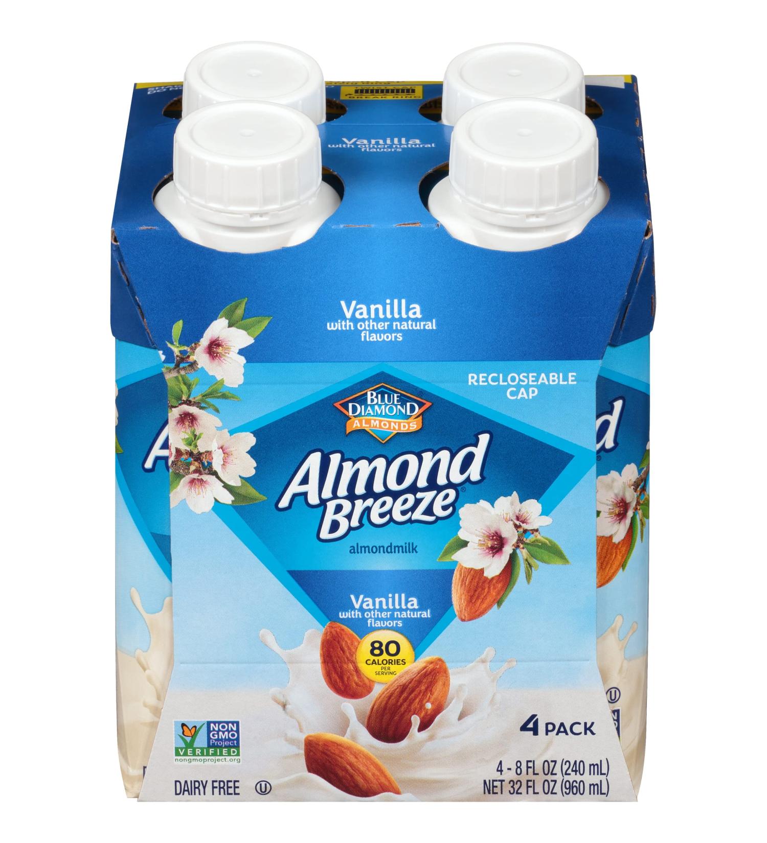 Almond Breeze Vanilla Almond Milk 8oz - Dairy Free, Pack of 4 - Buy Online on GoSupps.com