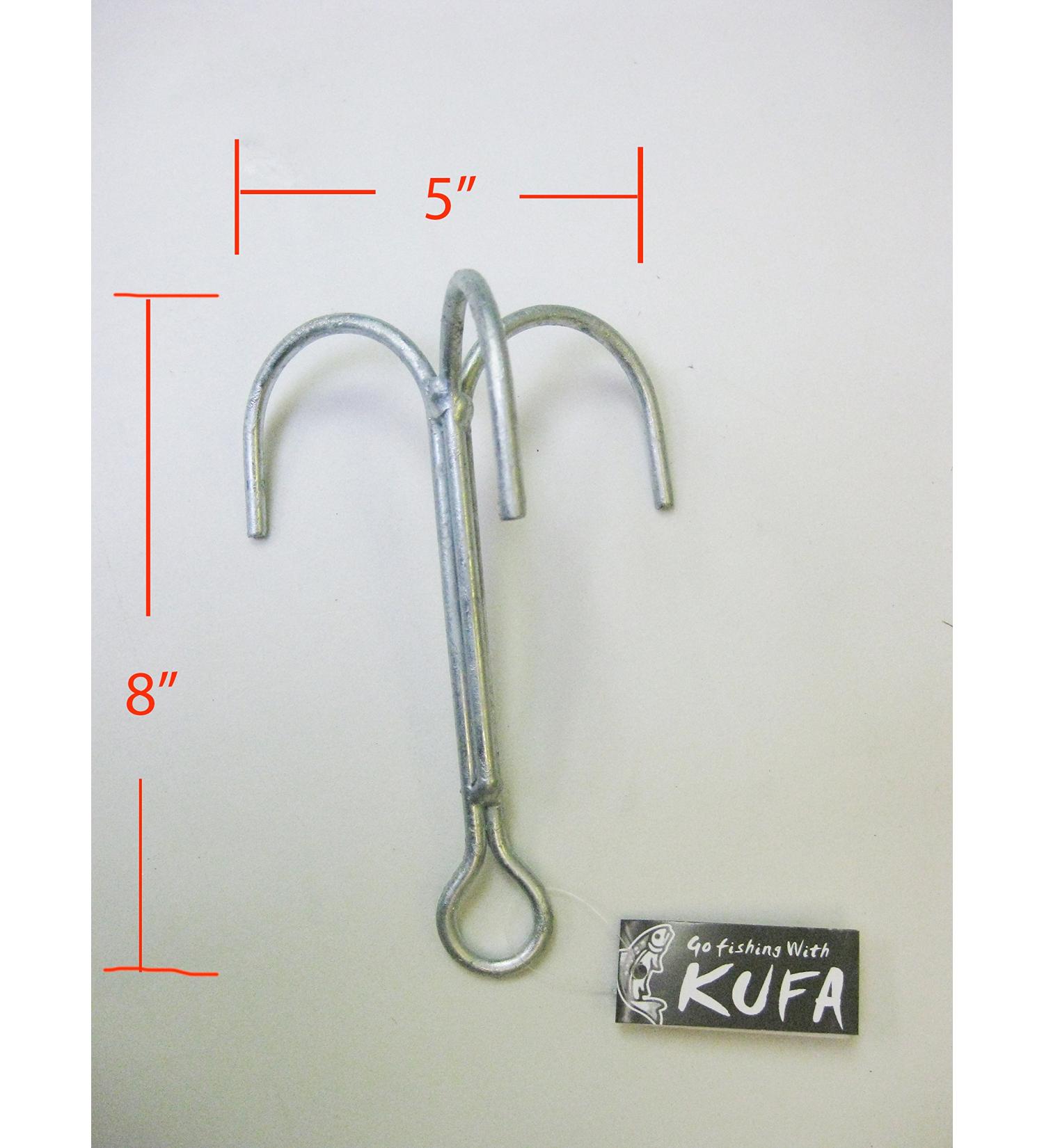 KUFA Galvanized Steel Grapple Hooks, 8" H x 5" W