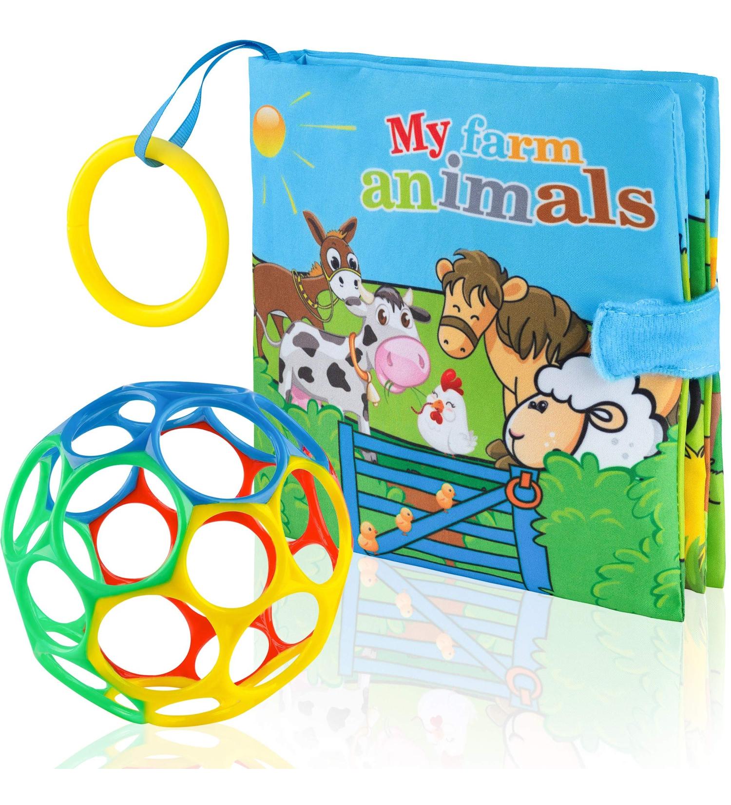 Sensory Baby Toy Gift Set for Boys & Girls | Crinkle Baby Book, Teether, Educational Toys | 6-12 Months & 1 Year Old | Tummy Time Play | Best Shower & Christmas Gift - Buy Online on GoSupps.com