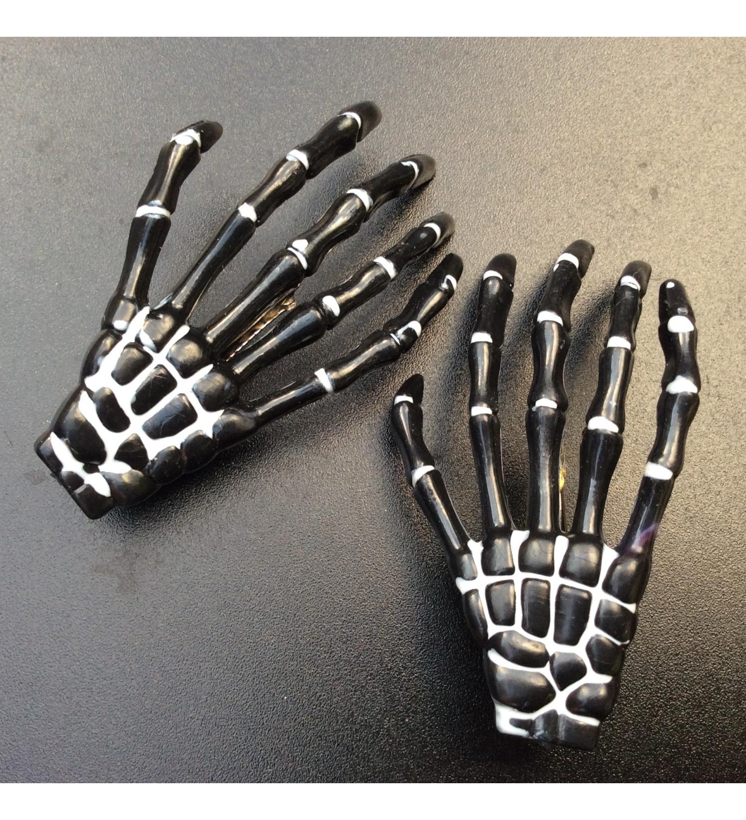 ATST Pair (2) Skeleton Claw Bone Hand Hair Clip (Black)