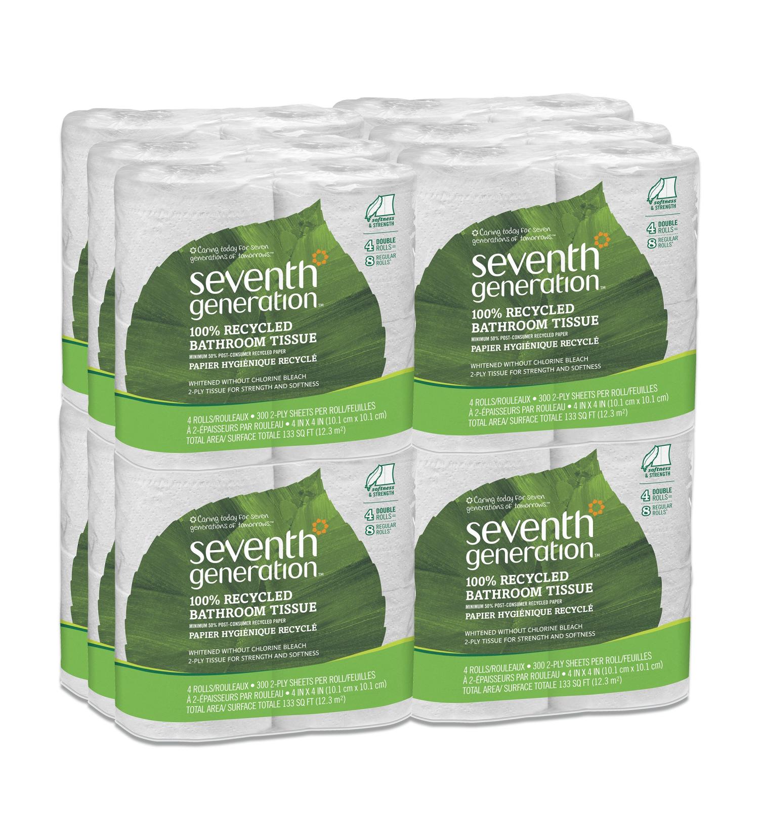 Seventh Generation 2-Ply Bathroom Tissue, 300 Sheets, 4 Count (12 Pack) | Eco-Friendly & Soft - Buy Online on GoSupps.com