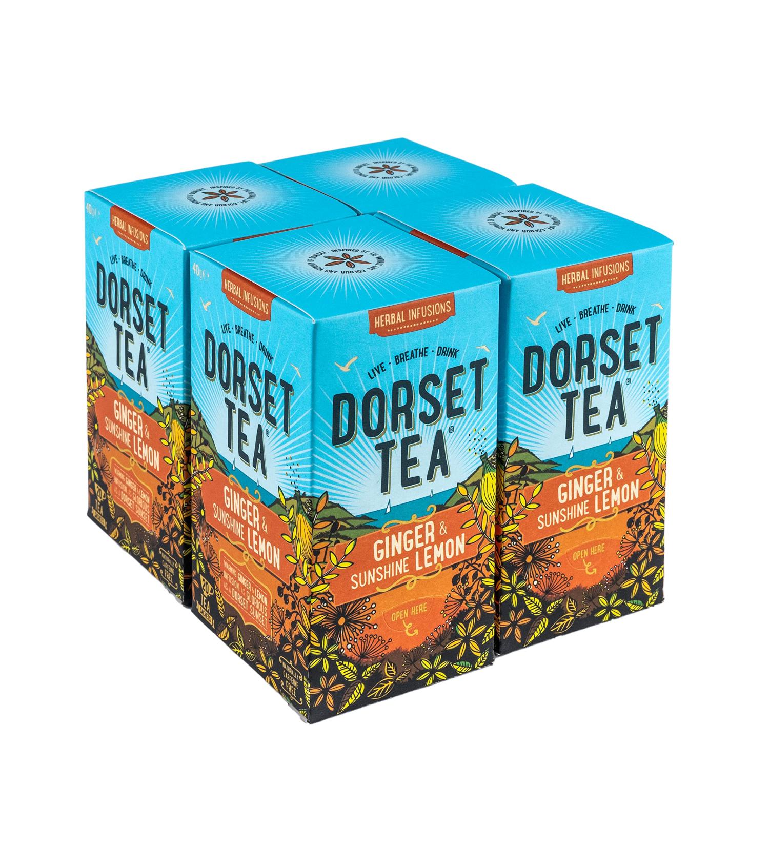 Dorset Tea Ginger & Sunshine Lemon Herbal Infusion - 80 Tea Bags, Caffeine Free - Buy Online on GoSupps.com