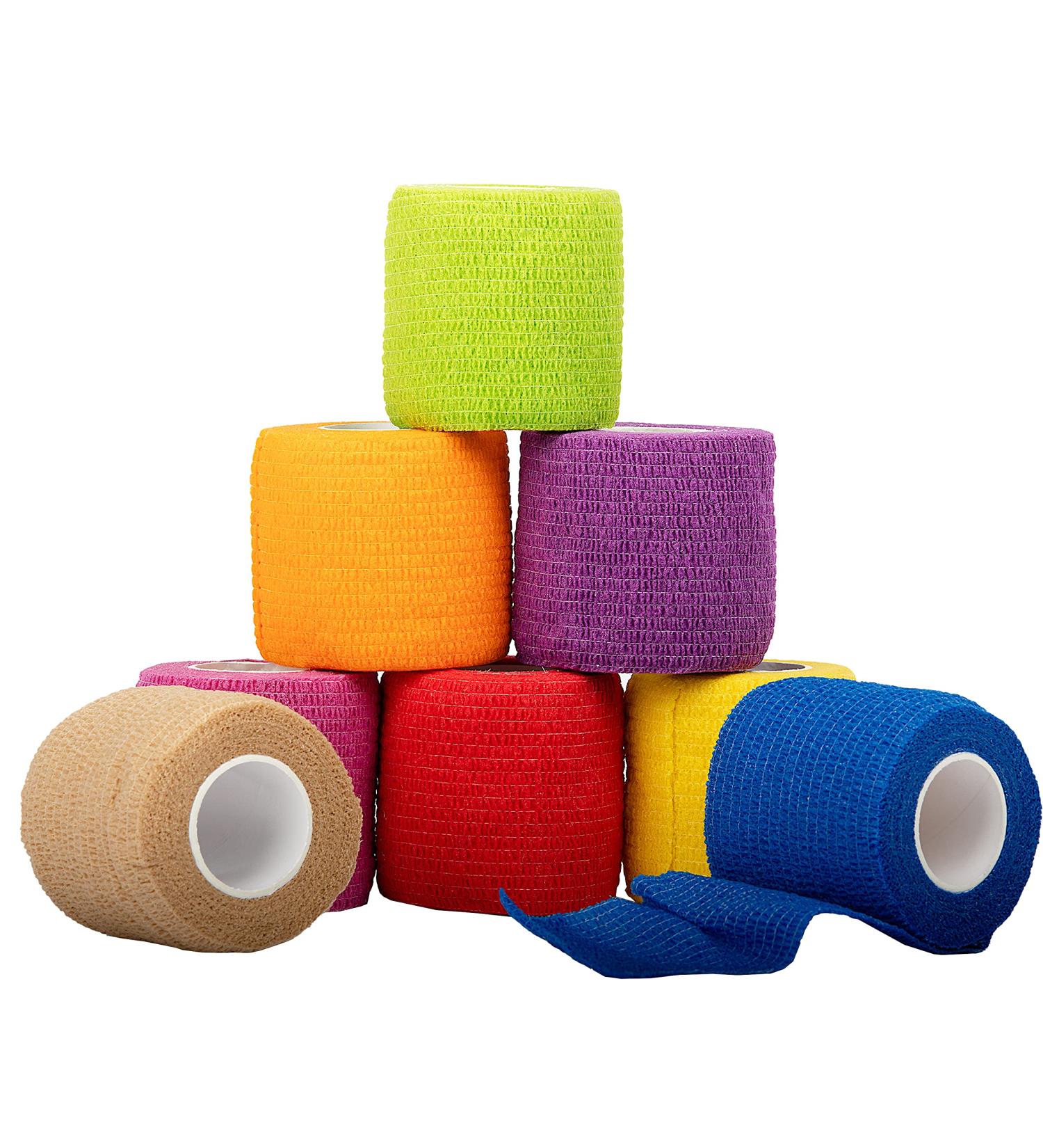 Zusan Vet Wrap 5cm 4.5m Pack of 8 Cohesive Bandages for Pets | Self-Adhesive Tape for Human Wrist and Ankle Sprain Assorted Colors - Buy Online on GoSupps.com