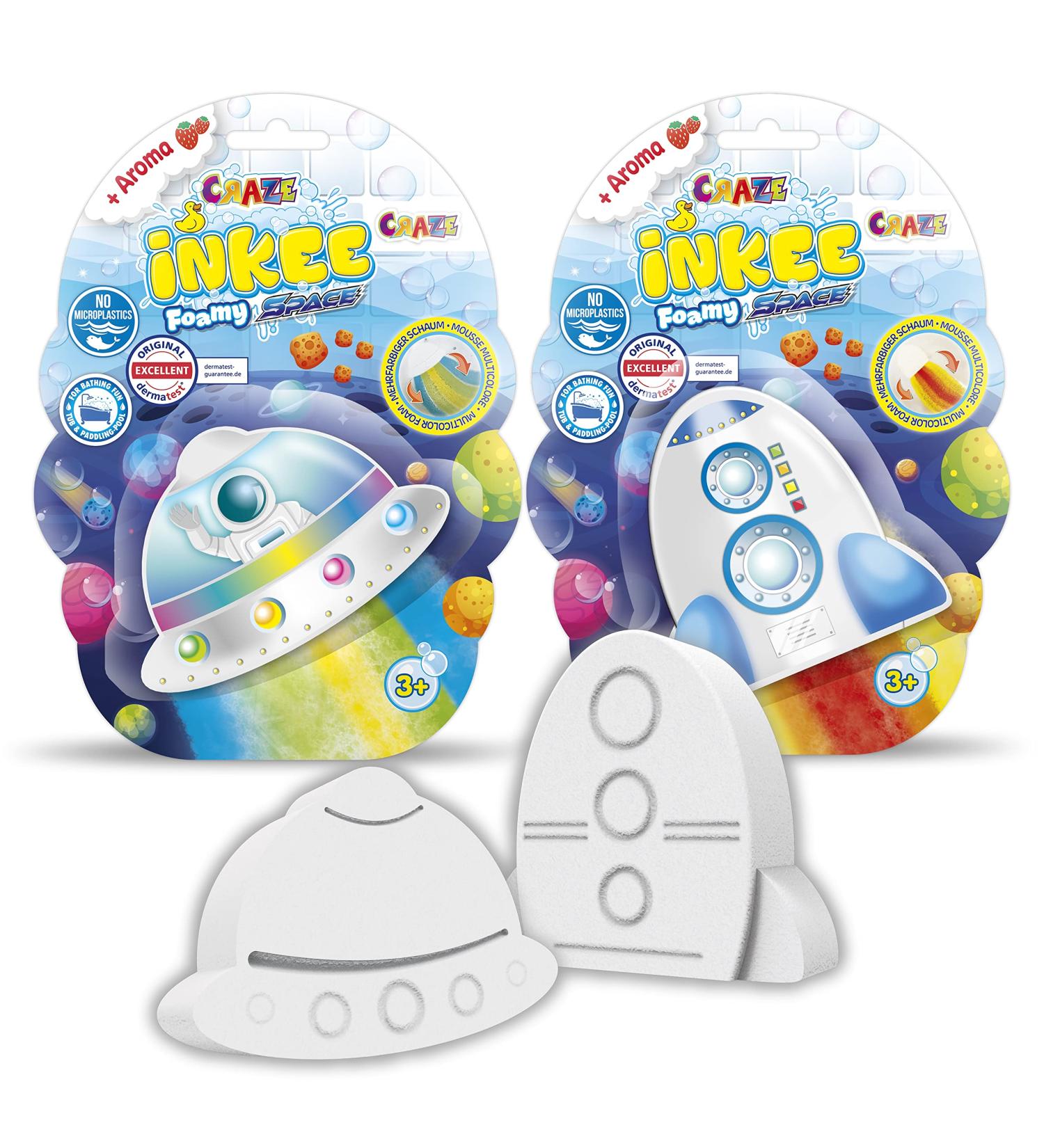 Inkee Foamy Space - 2 Pack Children Bath Bombs Strawberry Fragrance Rocket Shape Multi-Colored Fun - Buy Online on GoSupps.com