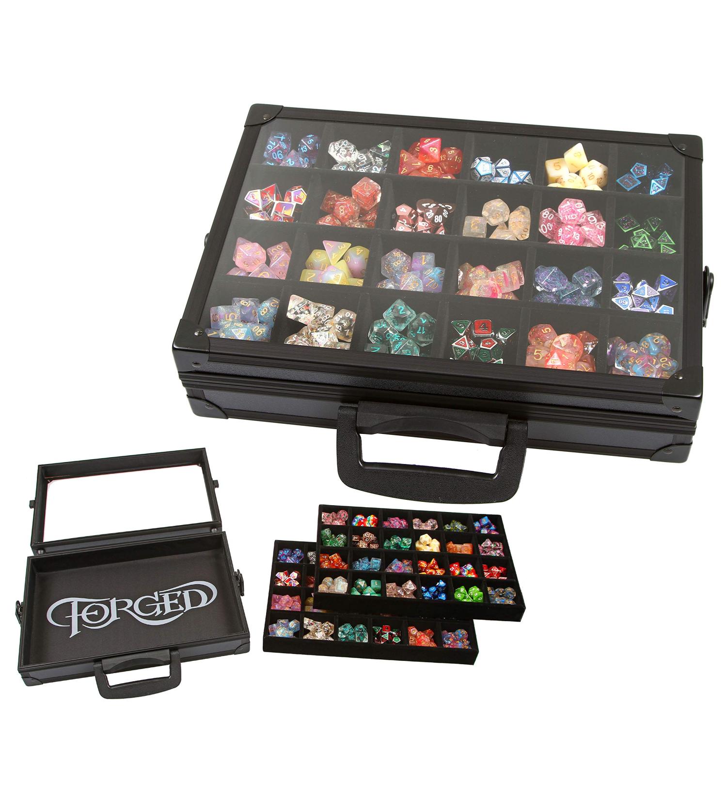 Forged Dice Co. Dice Display Case and Rolling Tray with 2 Divided Trays - Holds 480 Metal/Plastic Polyhedral Dice - Ideal for RPG & D&D Collectors - Buy Online on GoSupps.com