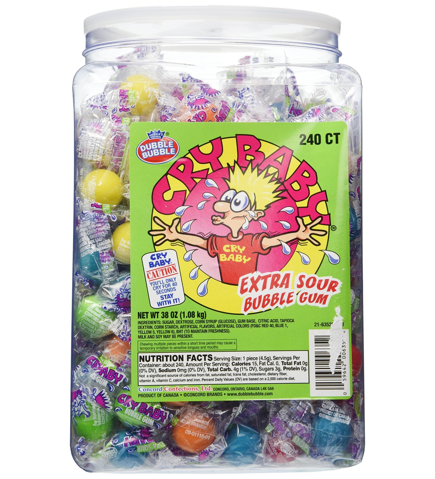 Cry Baby Extra Sour Bubble Gum 240Ct. Tub - Buy Online on GoSupps.com