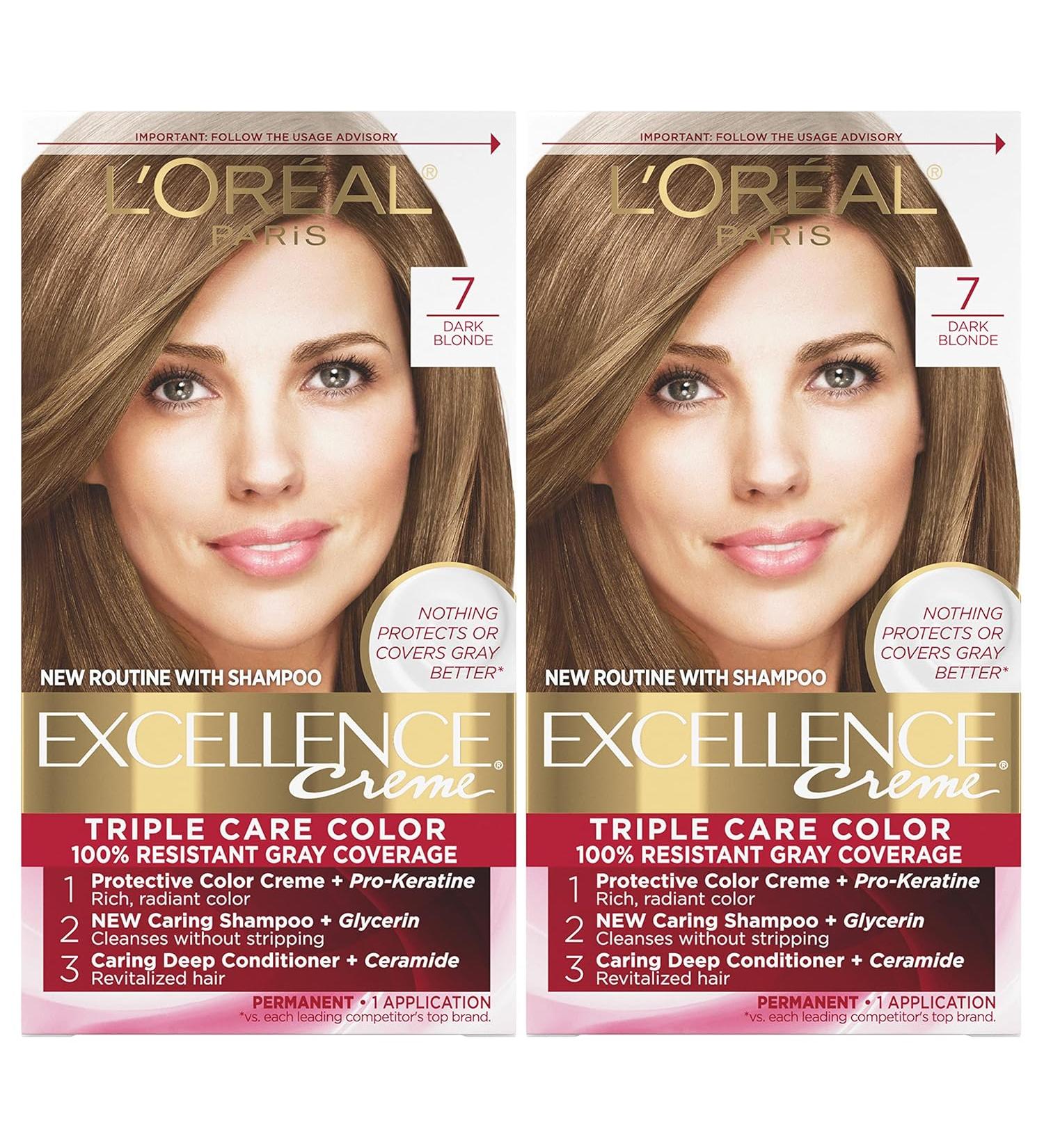 L’Oréal Paris Excellence Creme Permanent Hair Color - 7 Dark Blonde - Pack of 2 - Buy Online on GoSupps.com