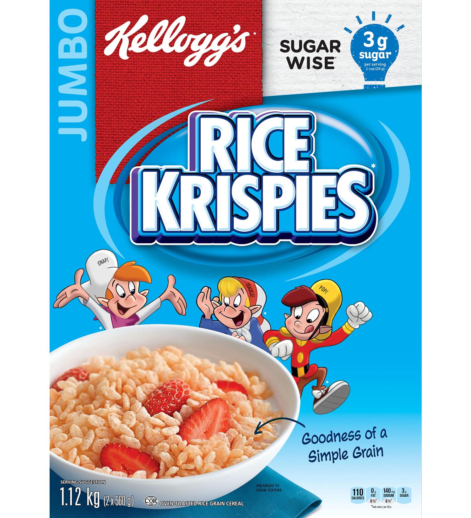 Kellogg's Rice Krispies Cereal 1.12kg/39.50oz (Jumbo Size) Canadian Breakfast Favorite - Buy Online on GoSupps.com